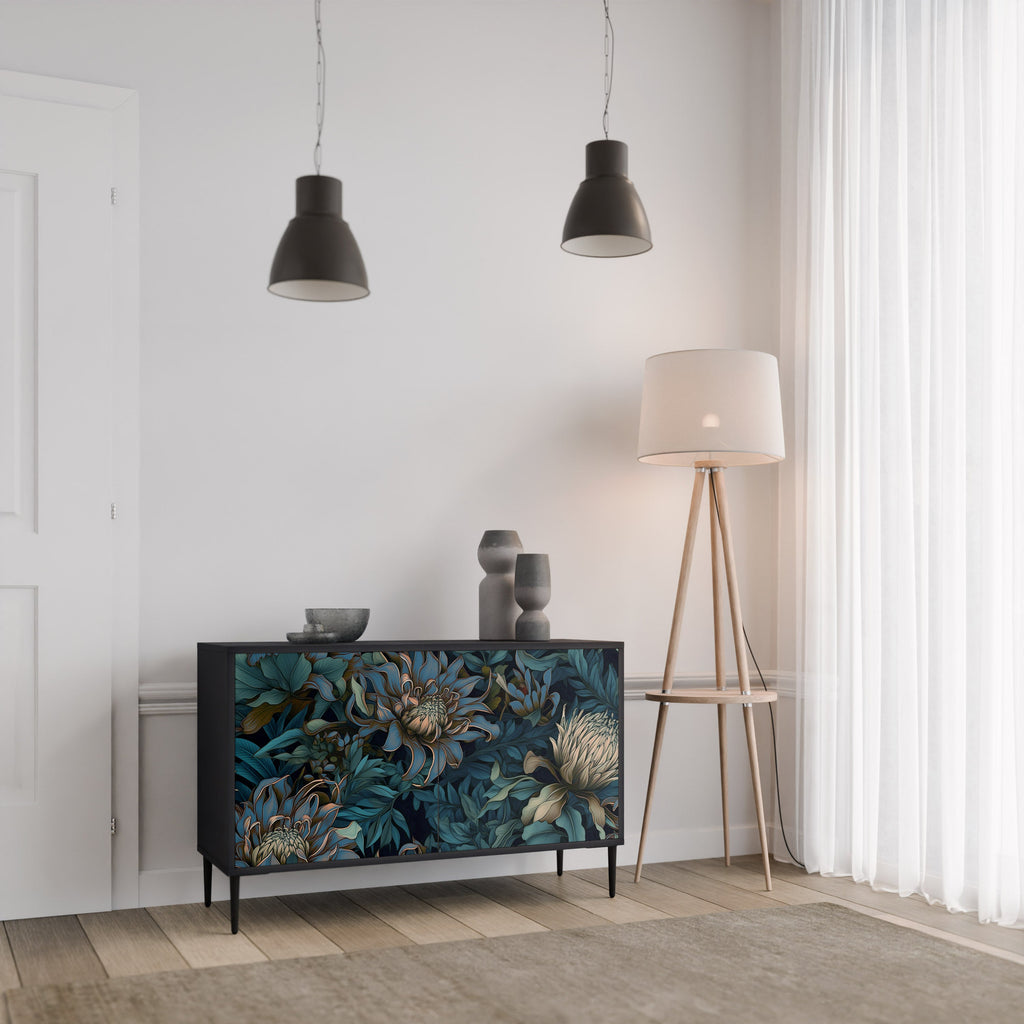 TWILIGHT BLOOM Sideboard mit 2 Türen in Schwarz