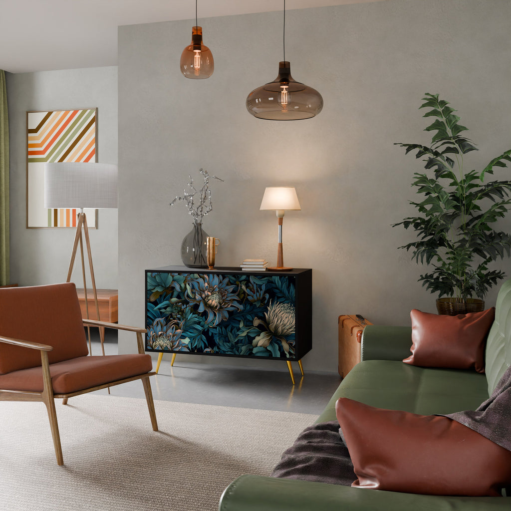 TWILIGHT BLOOM Sideboard mit 2 Türen in Schwarz