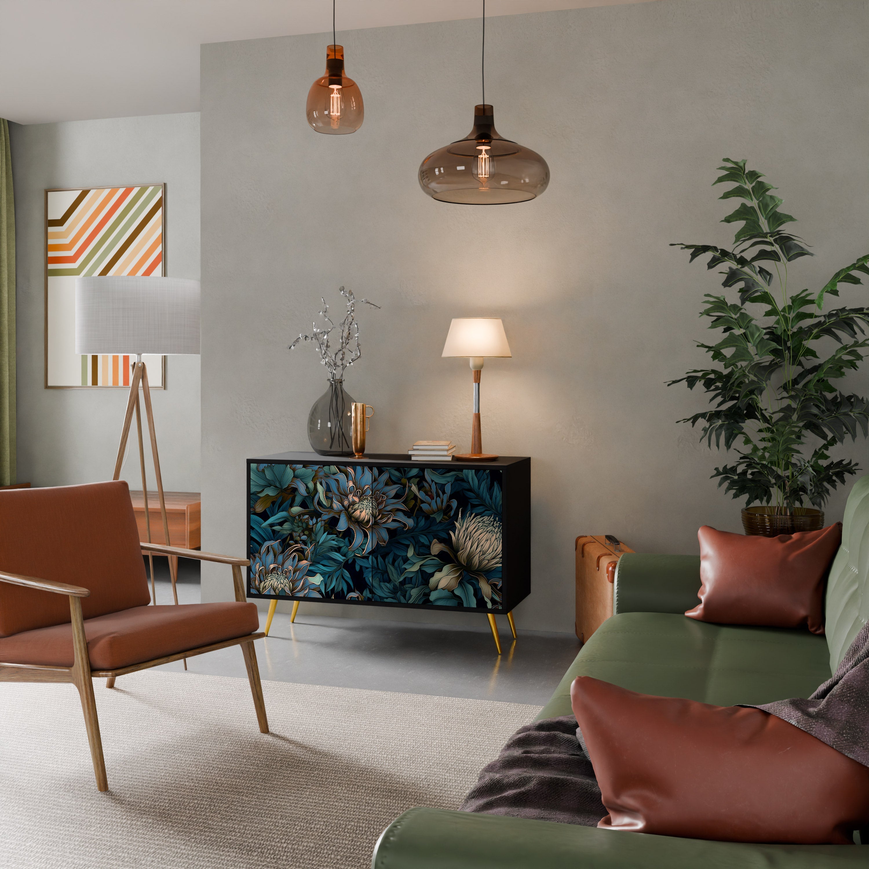 TWILIGHT BLOOM Sideboard mit 2 Türen in Schwarz