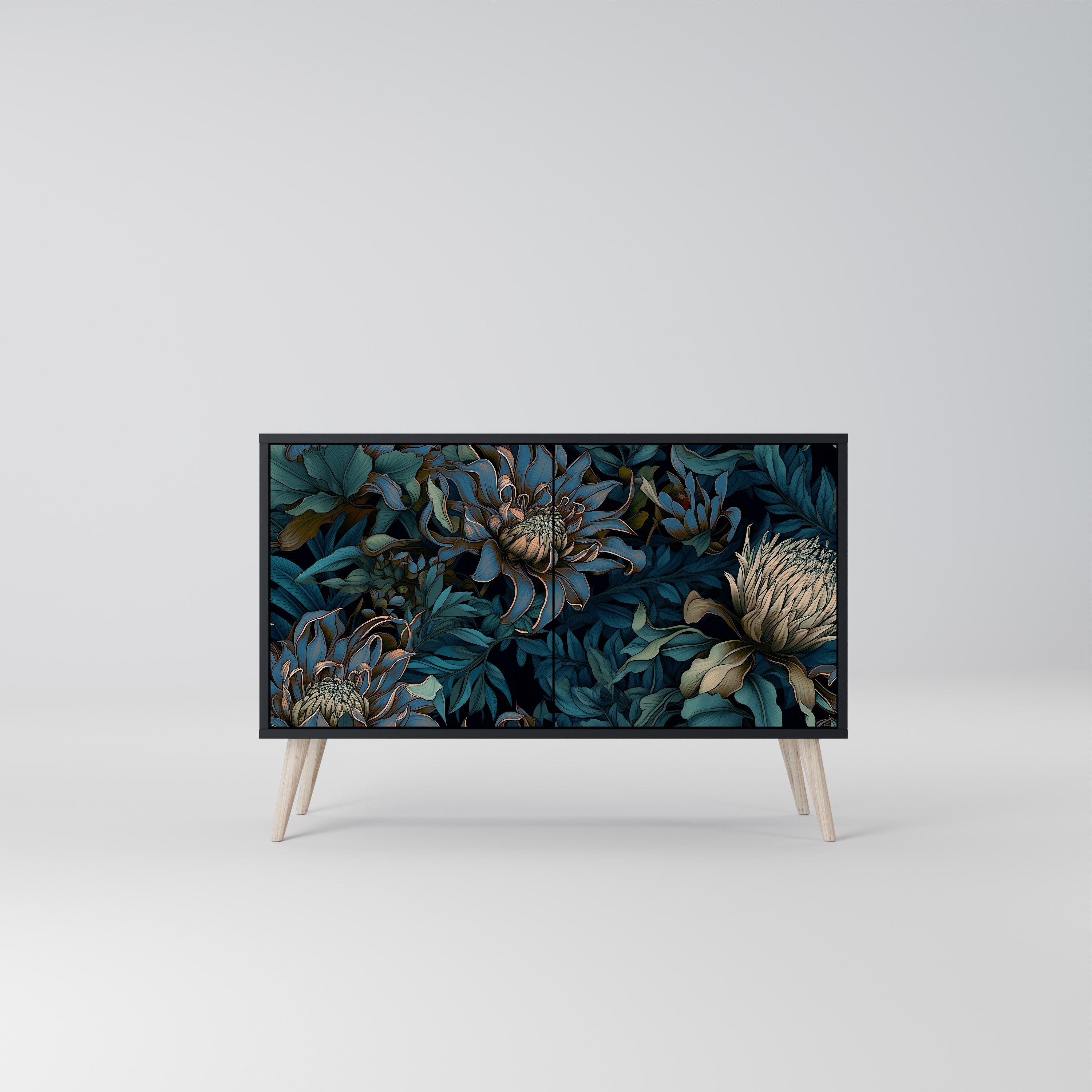 TWILIGHT BLOOM Sideboard mit 2 Türen in Schwarz