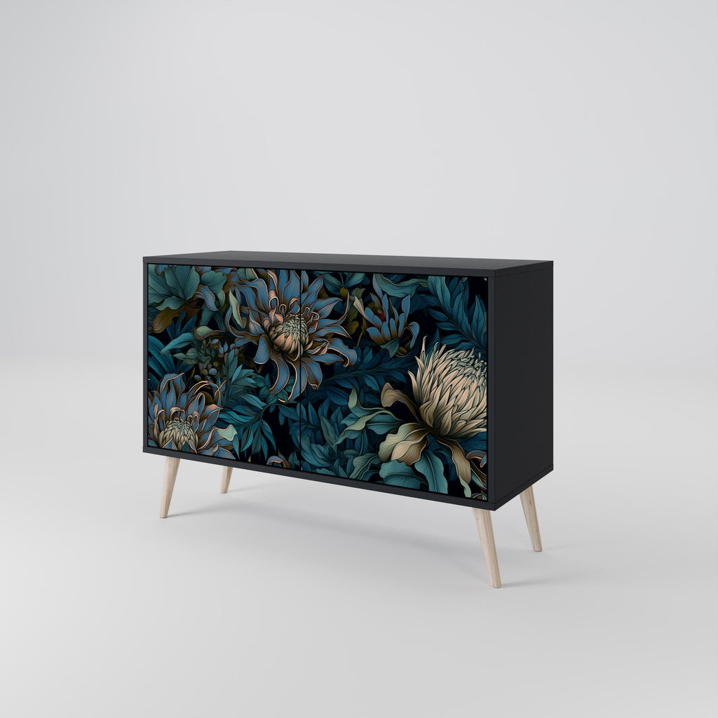 TWILIGHT BLOOM Sideboard mit 2 Türen in Schwarz