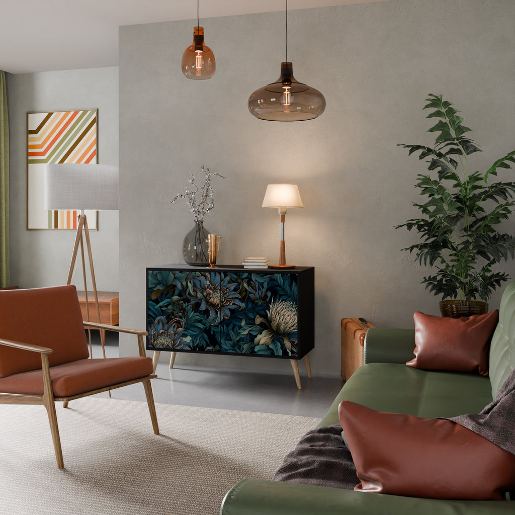 TWILIGHT BLOOM Sideboard mit 2 Türen in Schwarz