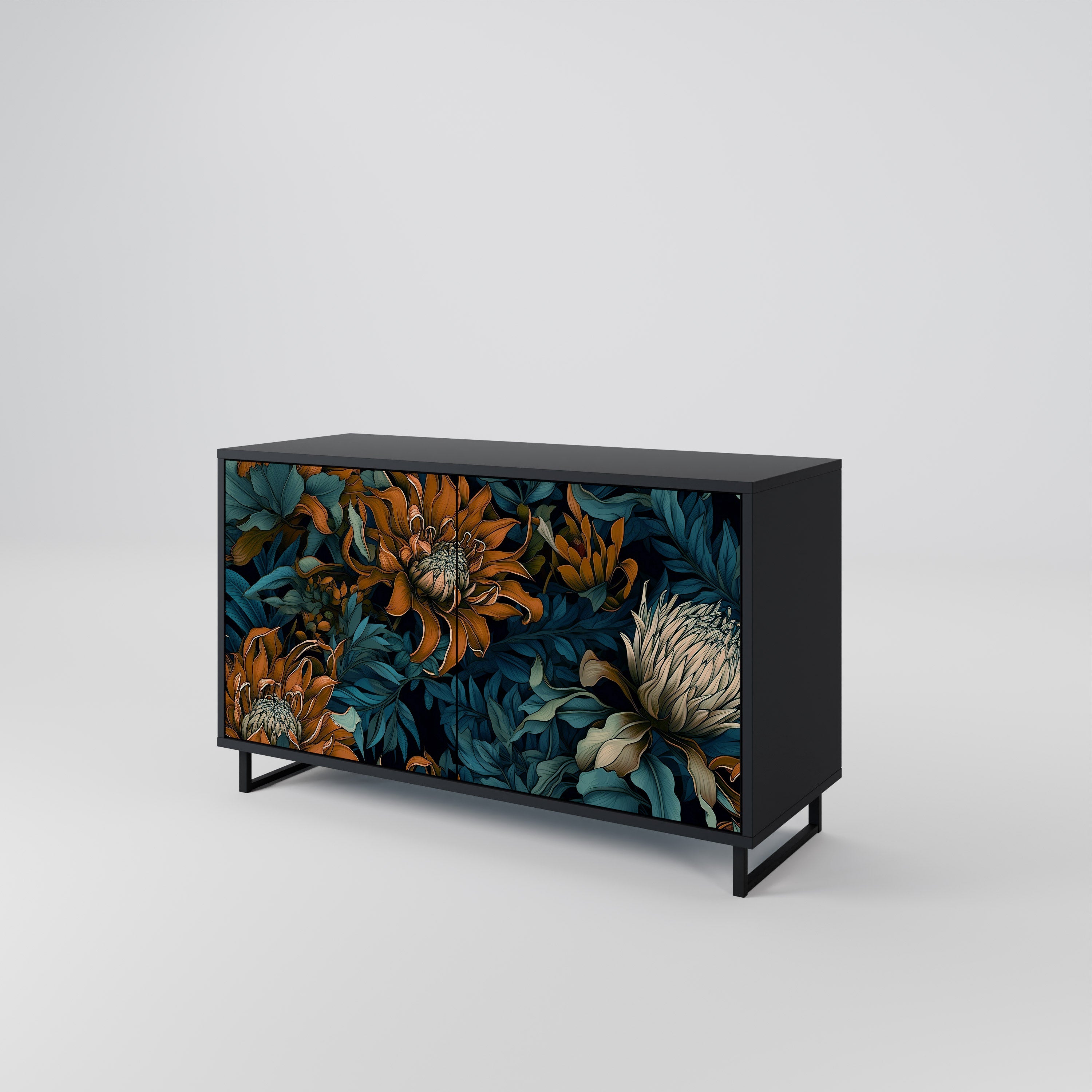 MORNING BLOOM Sideboard mit 2 Türen in Schwarz