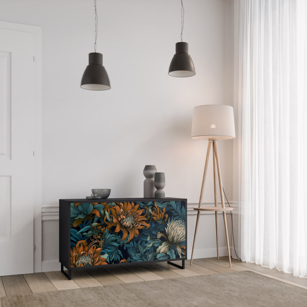 MORNING BLOOM Sideboard mit 2 Türen in Schwarz