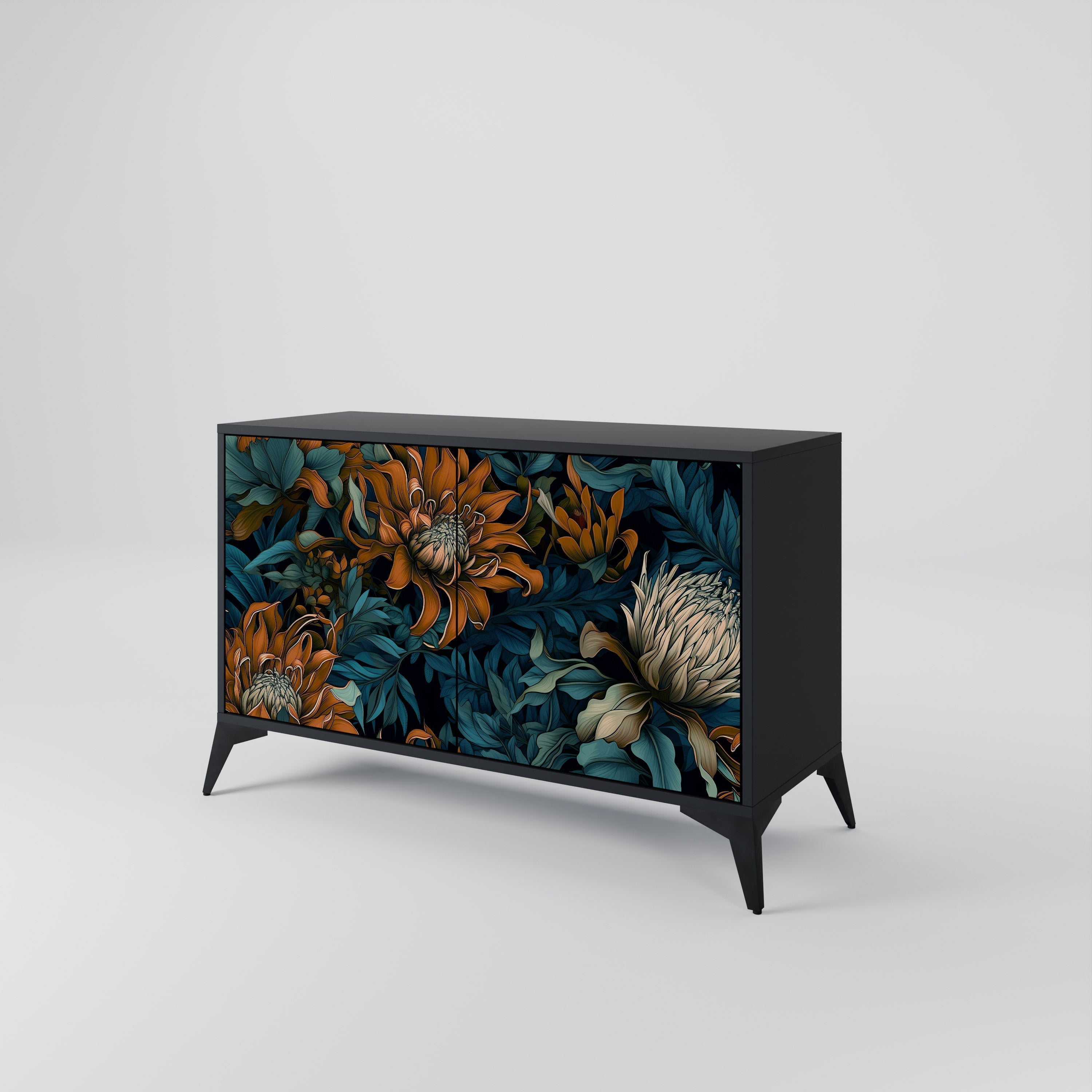 MORNING BLOOM Sideboard mit 2 Türen in Schwarz