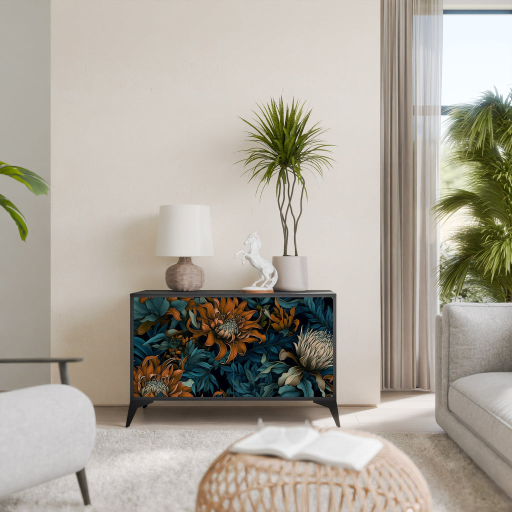 MORNING BLOOM Sideboard mit 2 Türen in Schwarz