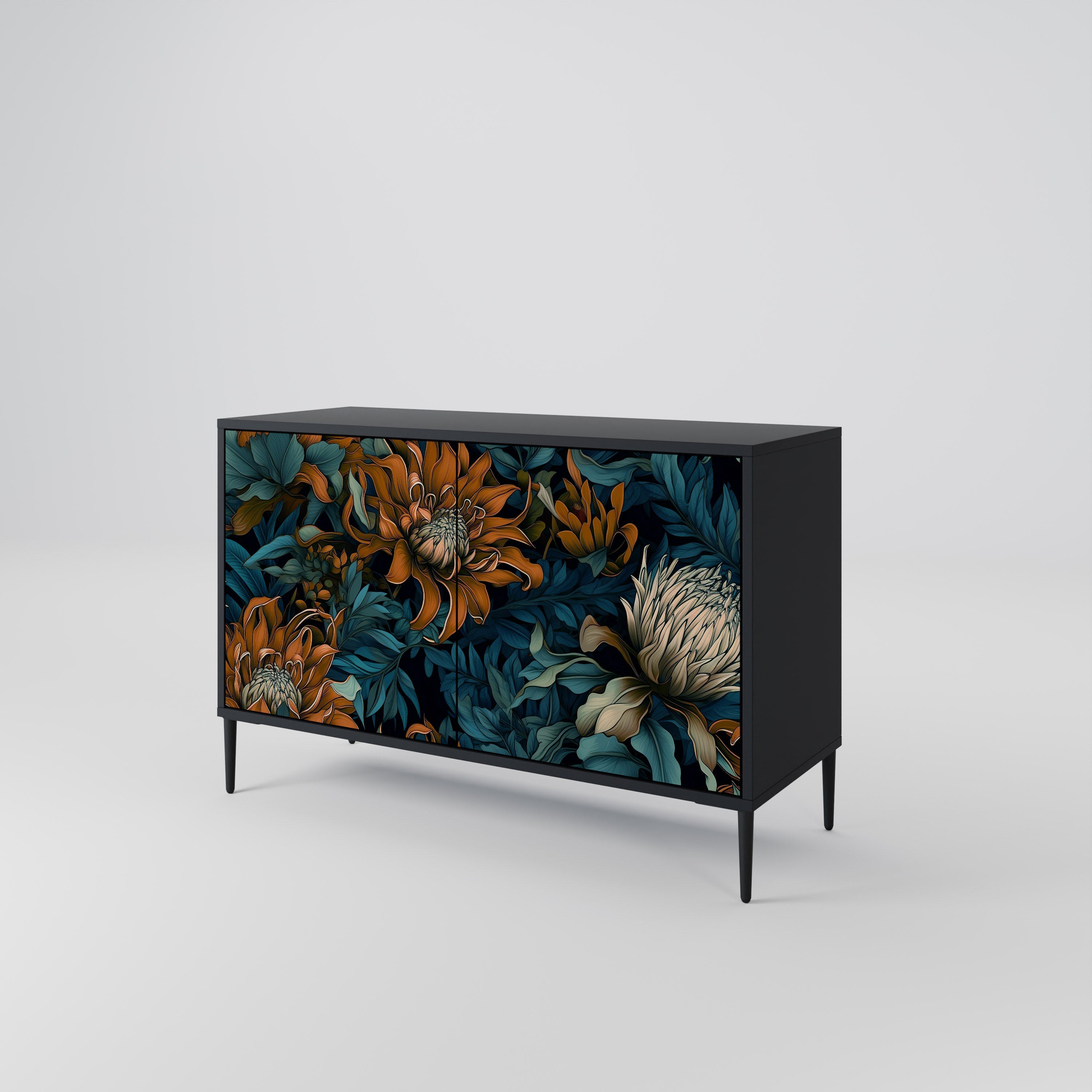 MORNING BLOOM Sideboard mit 2 Türen in Schwarz