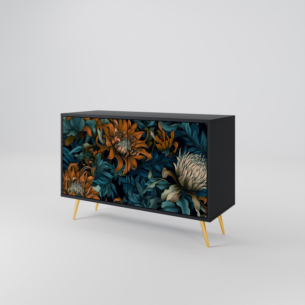 MORNING BLOOM Sideboard mit 2 Türen in Schwarz