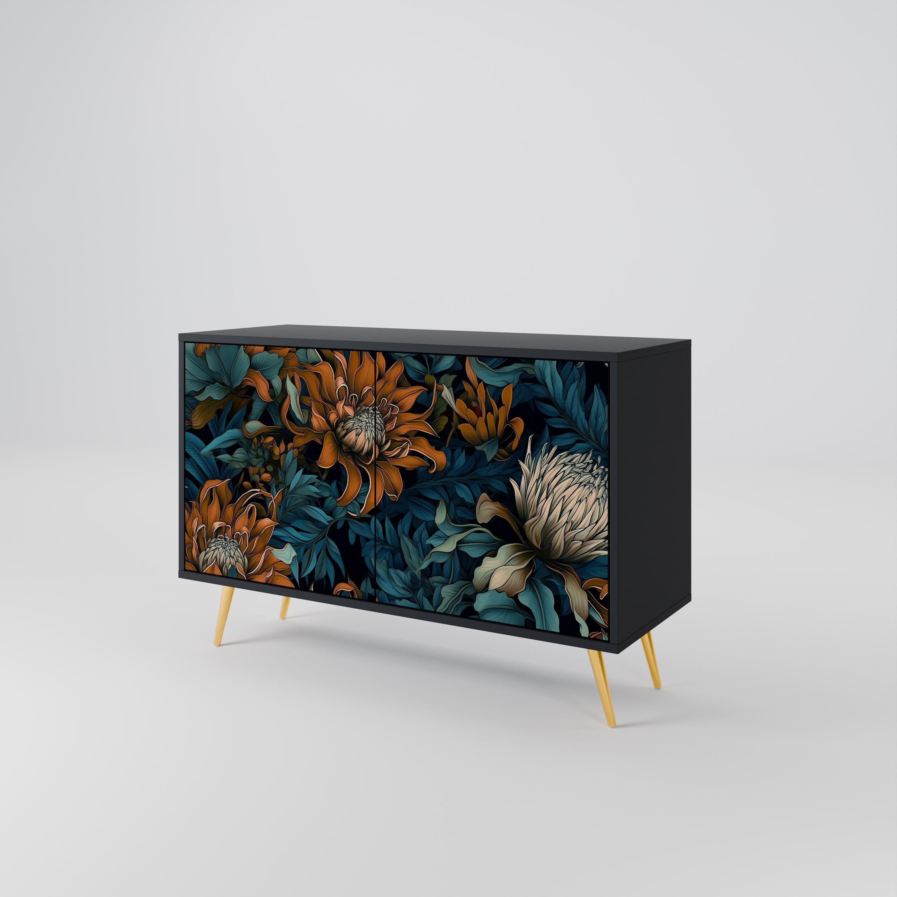 MORNING BLOOM Sideboard mit 2 Türen in Schwarz