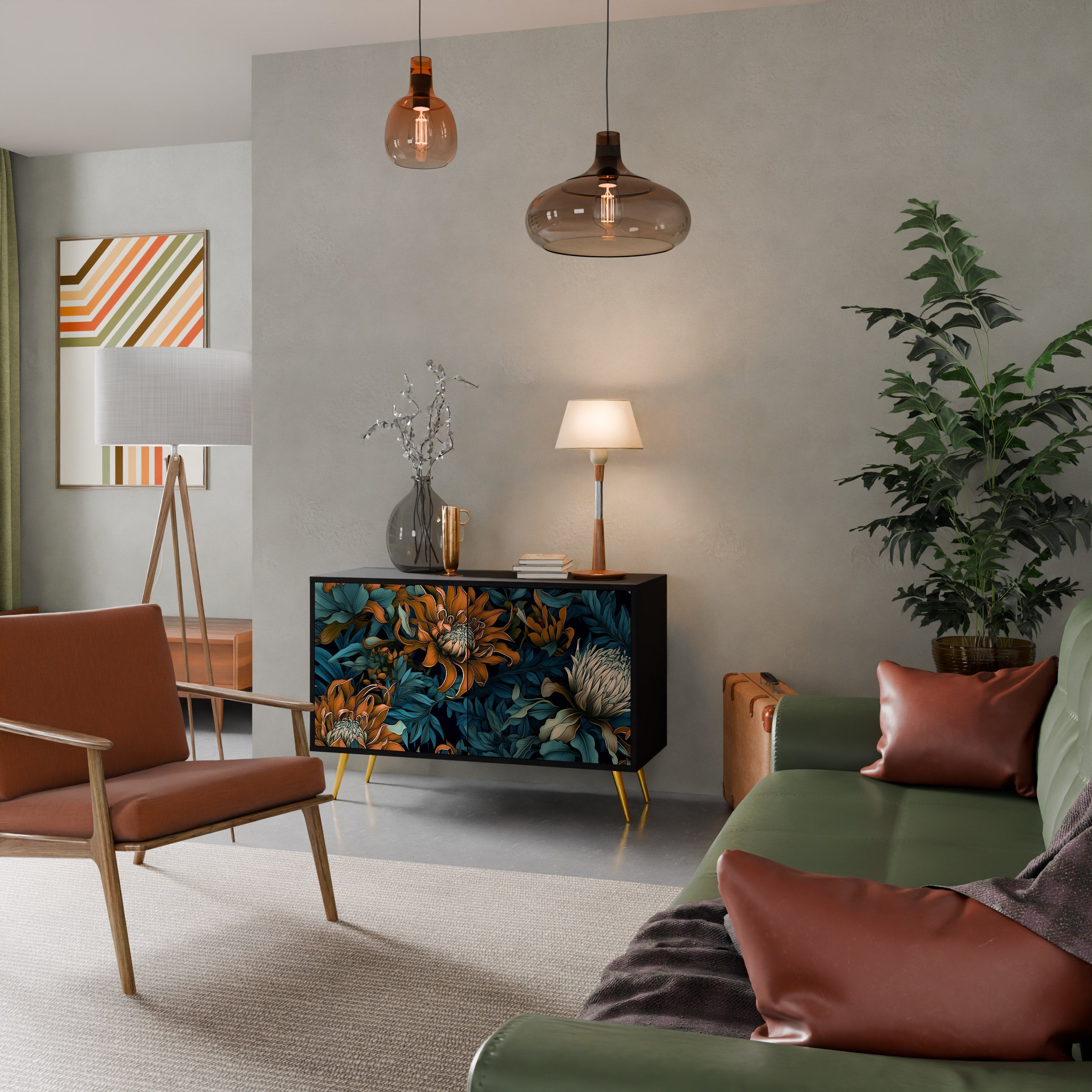 MORNING BLOOM Sideboard mit 2 Türen in Schwarz