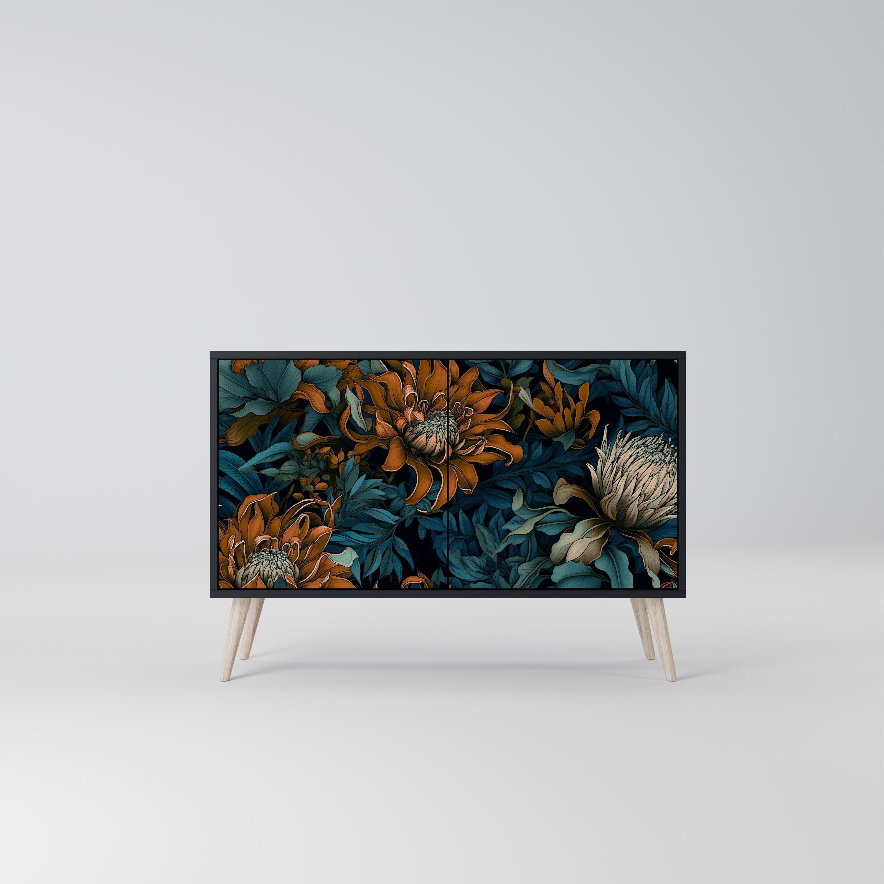 MORNING BLOOM Sideboard mit 2 Türen in Schwarz