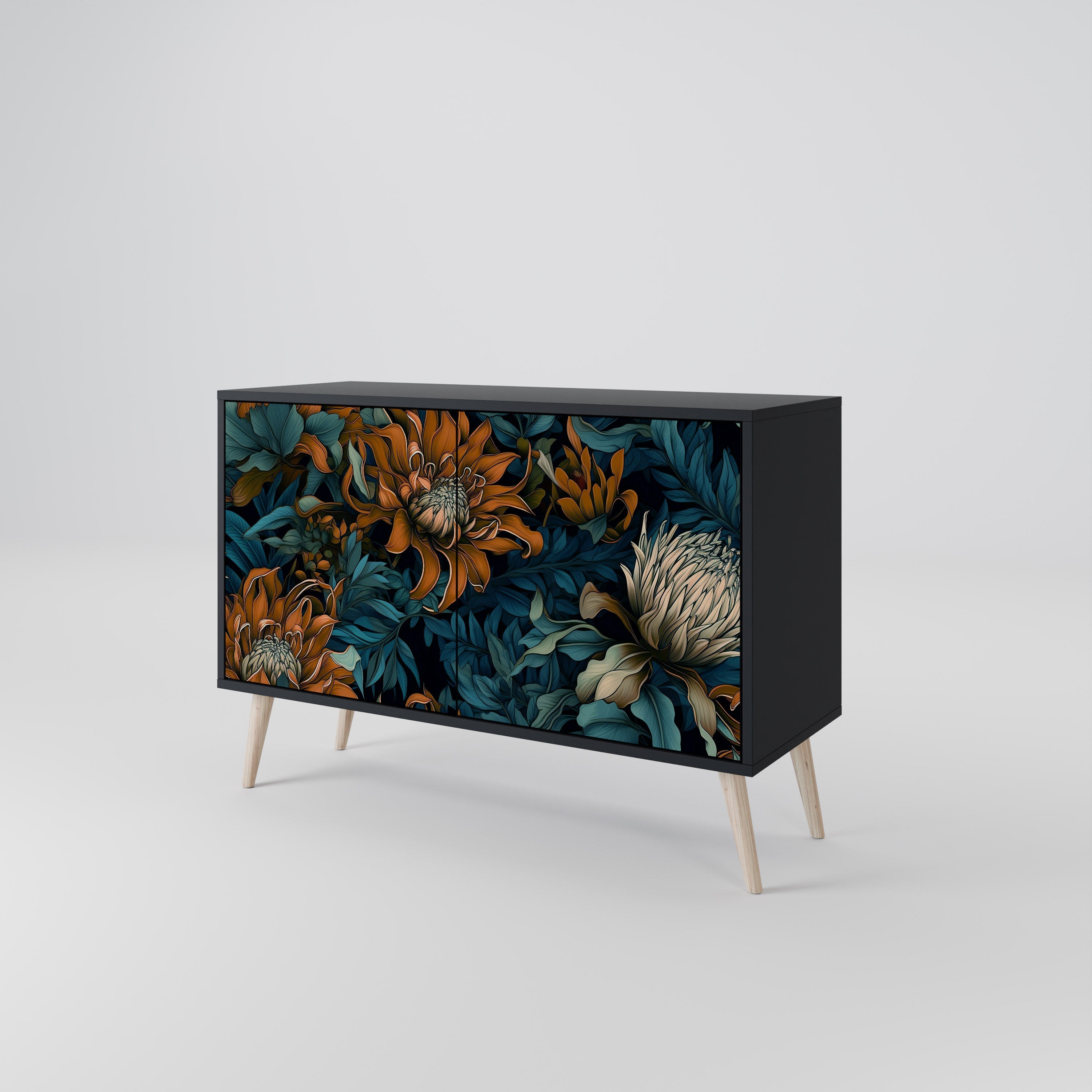 MORNING BLOOM Sideboard mit 2 Türen in Schwarz