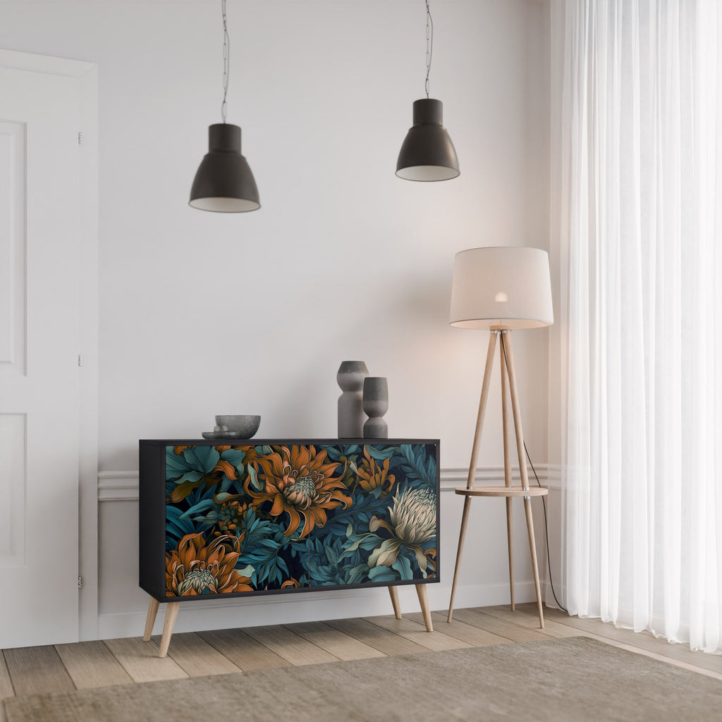 MORNING BLOOM Sideboard mit 2 Türen in Schwarz
