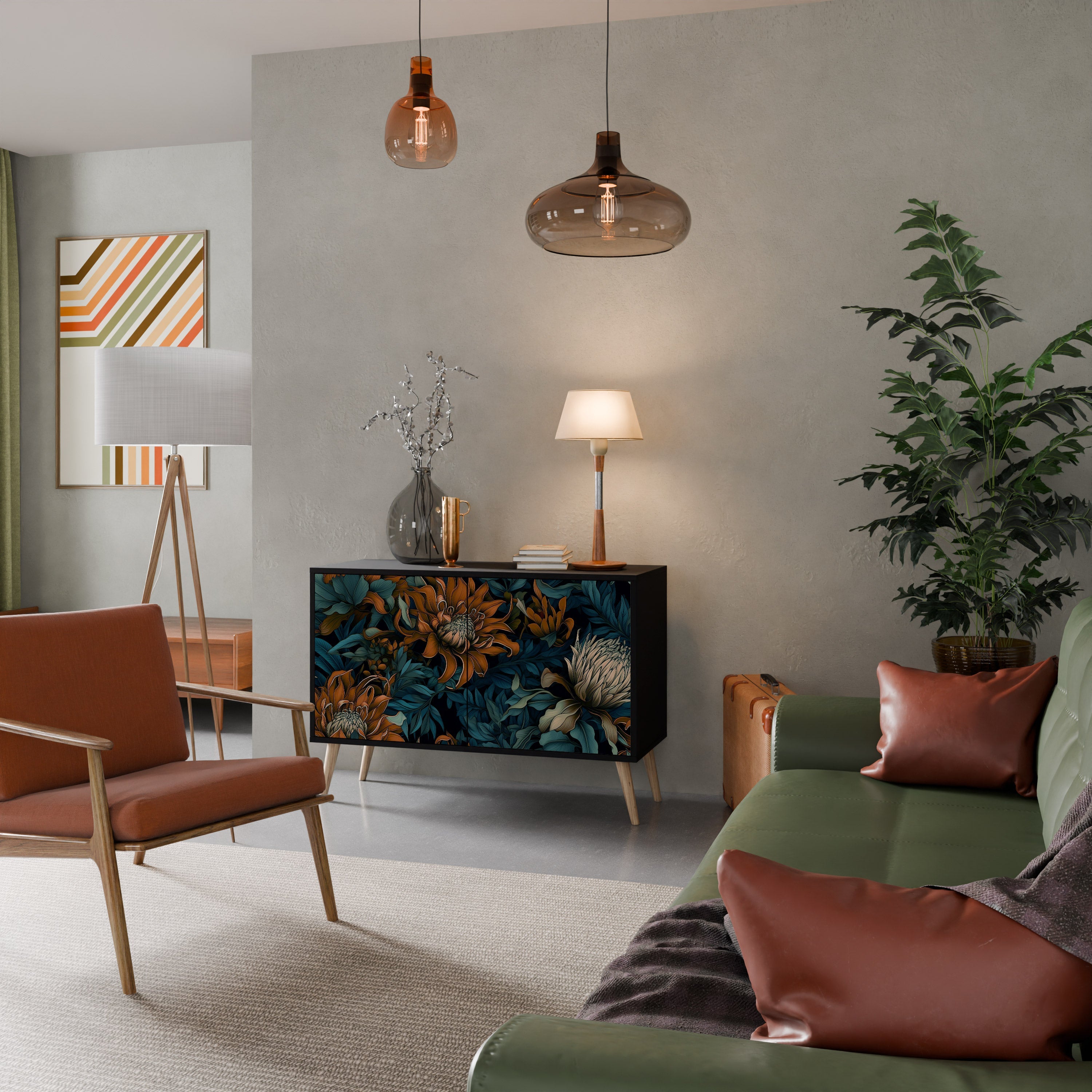 MORNING BLOOM Sideboard mit 2 Türen in Schwarz