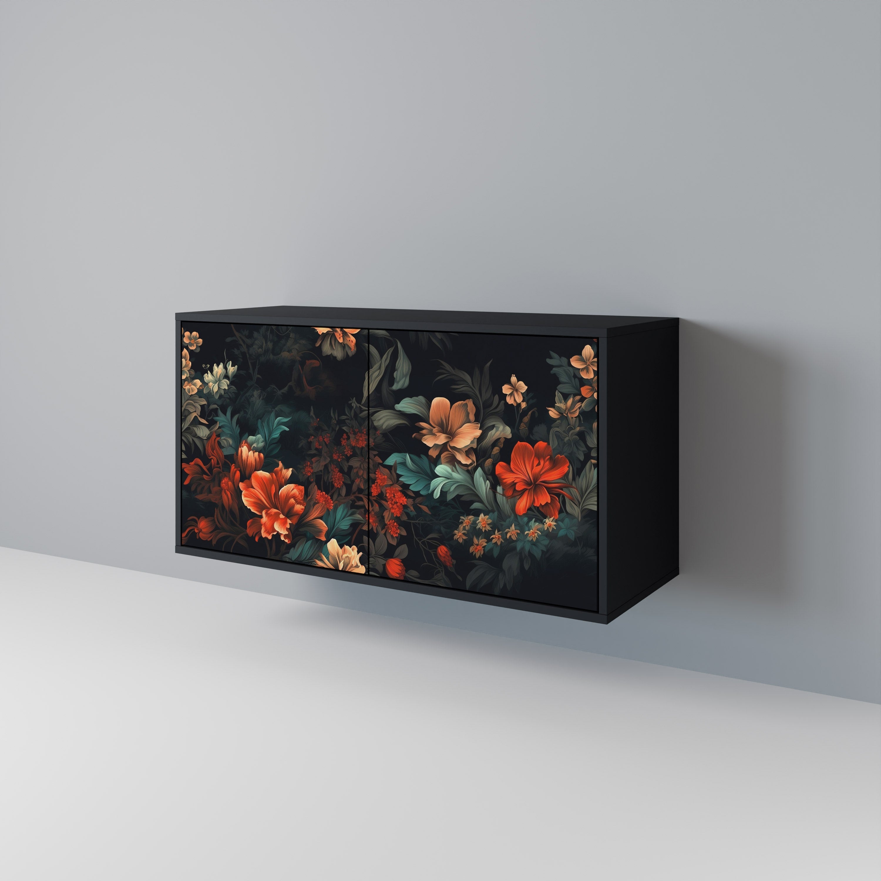 IMAGINARY BLOSSOM Sideboard mit 2 Türen in Schwarz