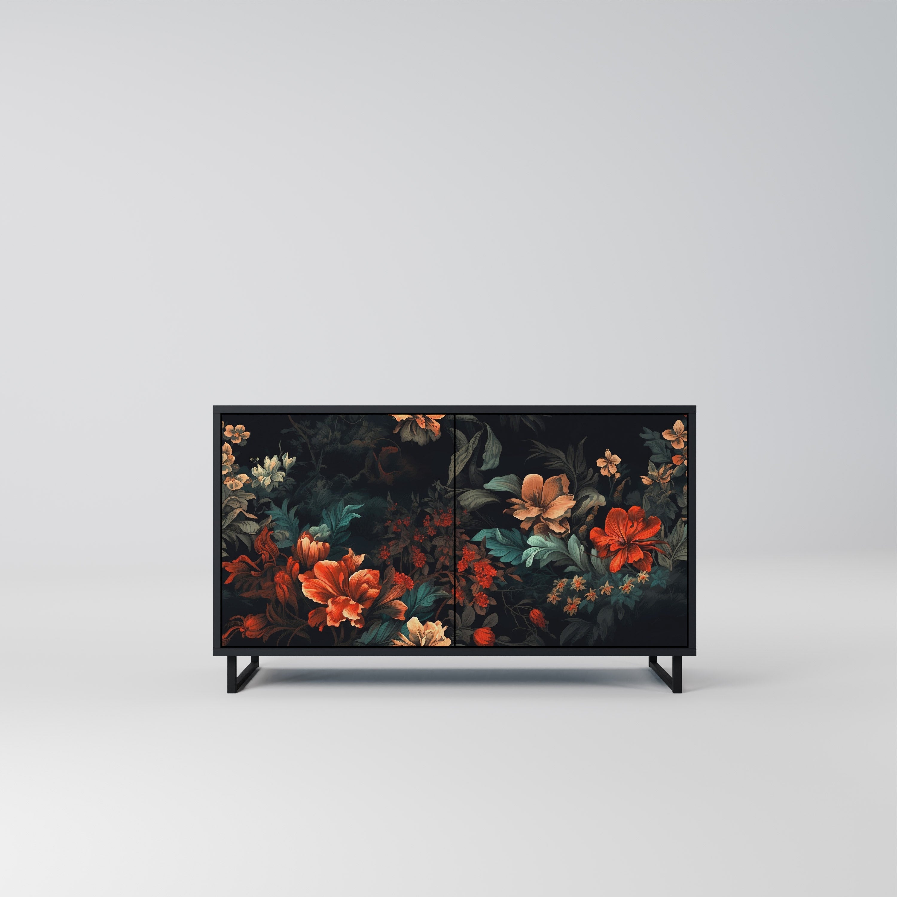 IMAGINARY BLOSSOM Sideboard mit 2 Türen in Schwarz
