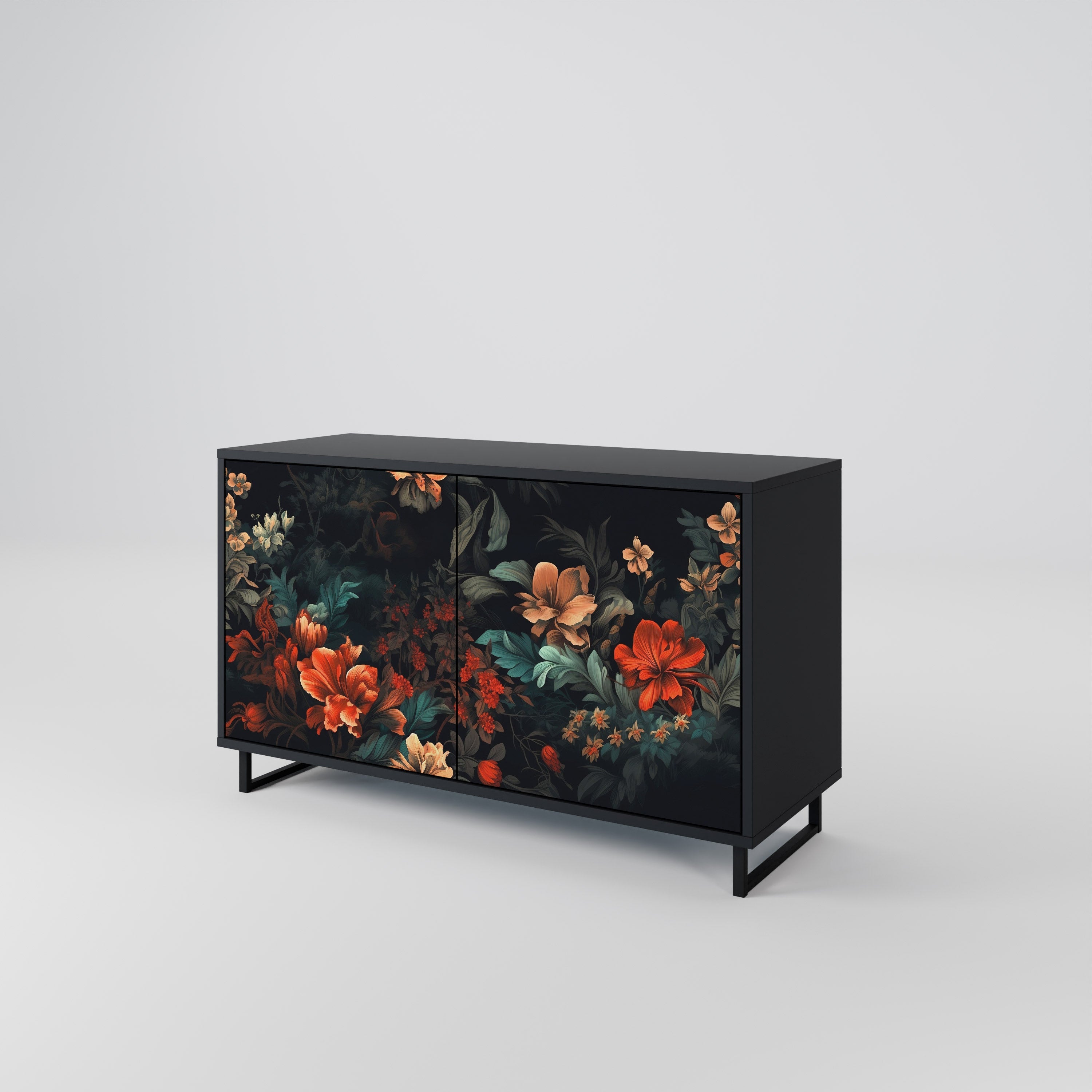 IMAGINARY BLOSSOM Sideboard mit 2 Türen in Schwarz