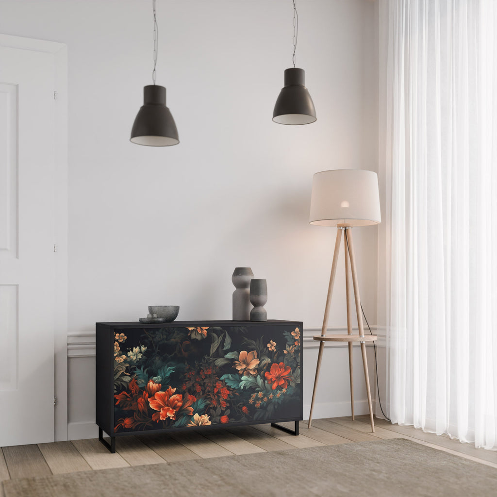 IMAGINARY BLOSSOM Sideboard mit 2 Türen in Schwarz