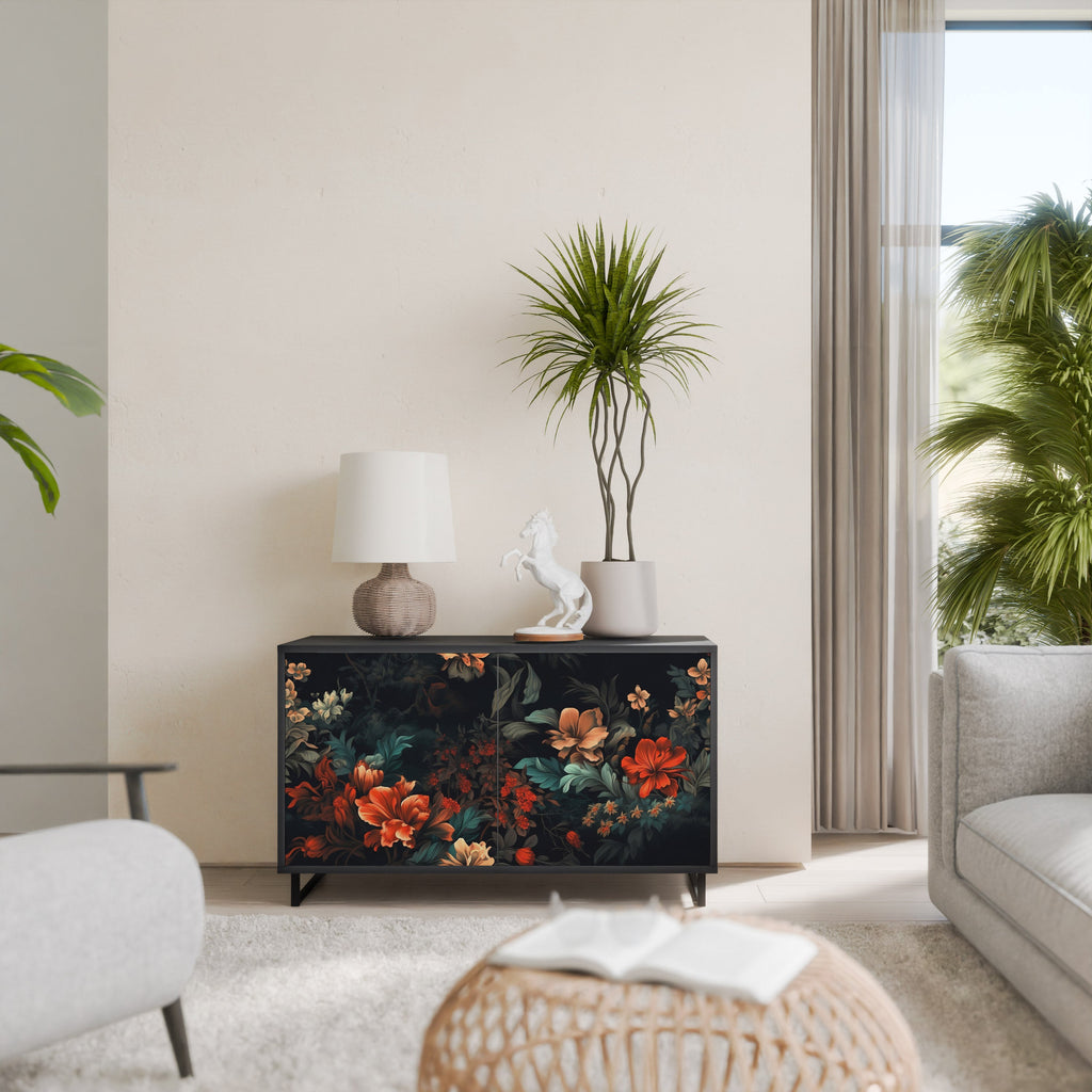 IMAGINARY BLOSSOM Sideboard mit 2 Türen in Schwarz