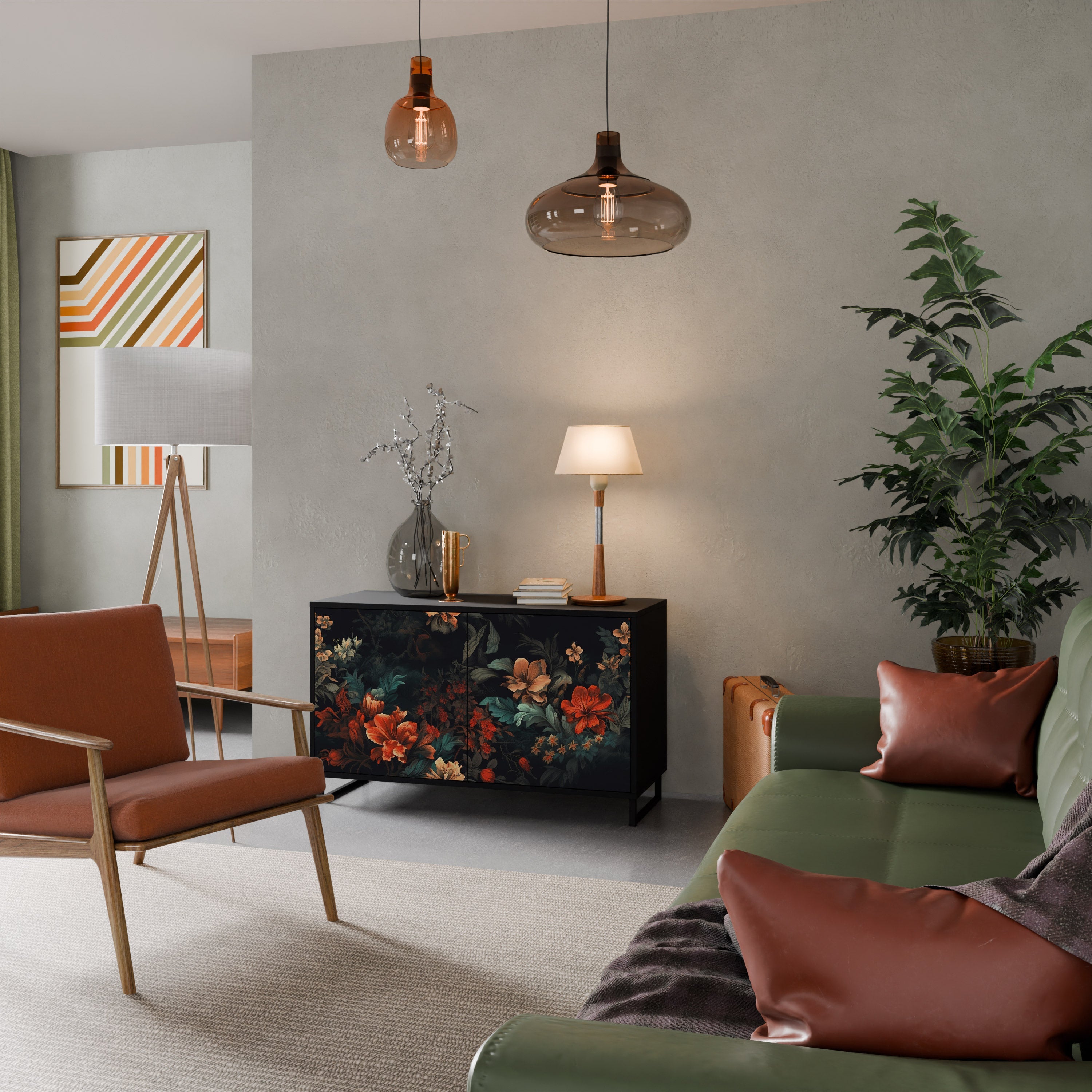 IMAGINARY BLOSSOM Sideboard mit 2 Türen in Schwarz