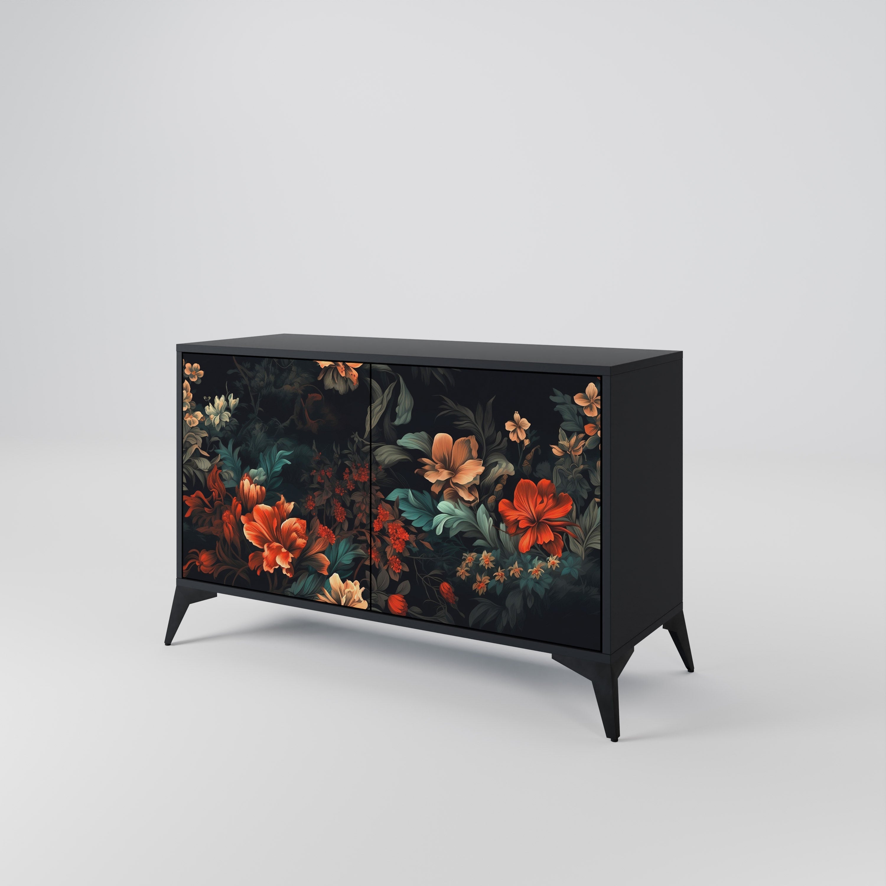 IMAGINARY BLOSSOM Sideboard mit 2 Türen in Schwarz