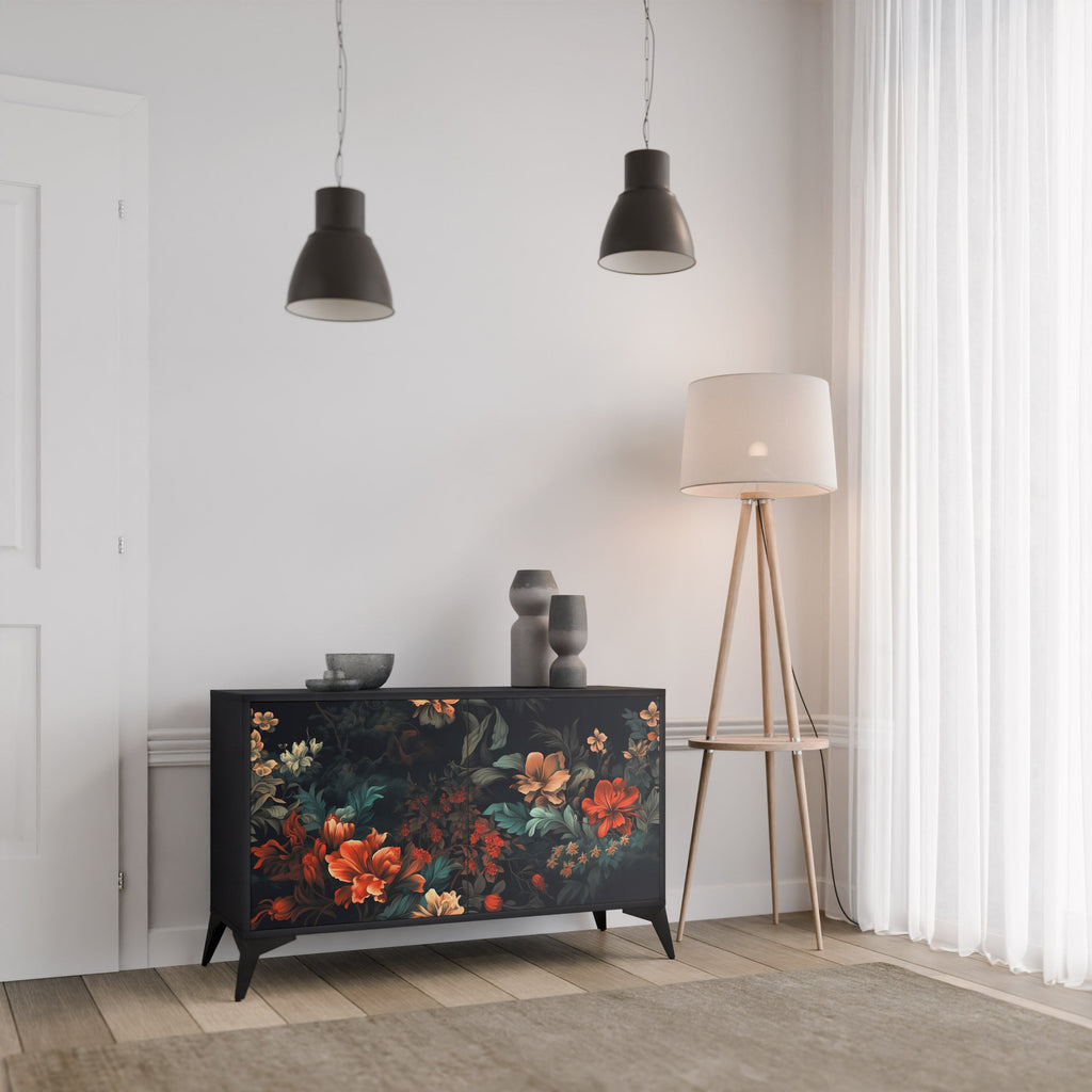 IMAGINARY BLOSSOM Sideboard mit 2 Türen in Schwarz