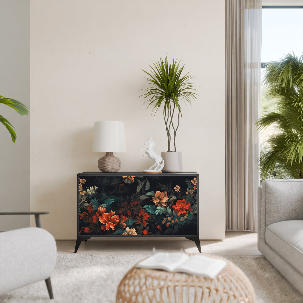 IMAGINARY BLOSSOM Sideboard mit 2 Türen in Schwarz
