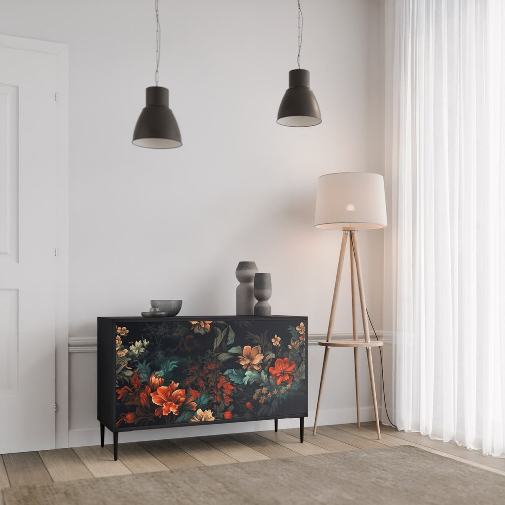 IMAGINARY BLOSSOM Sideboard mit 2 Türen in Schwarz