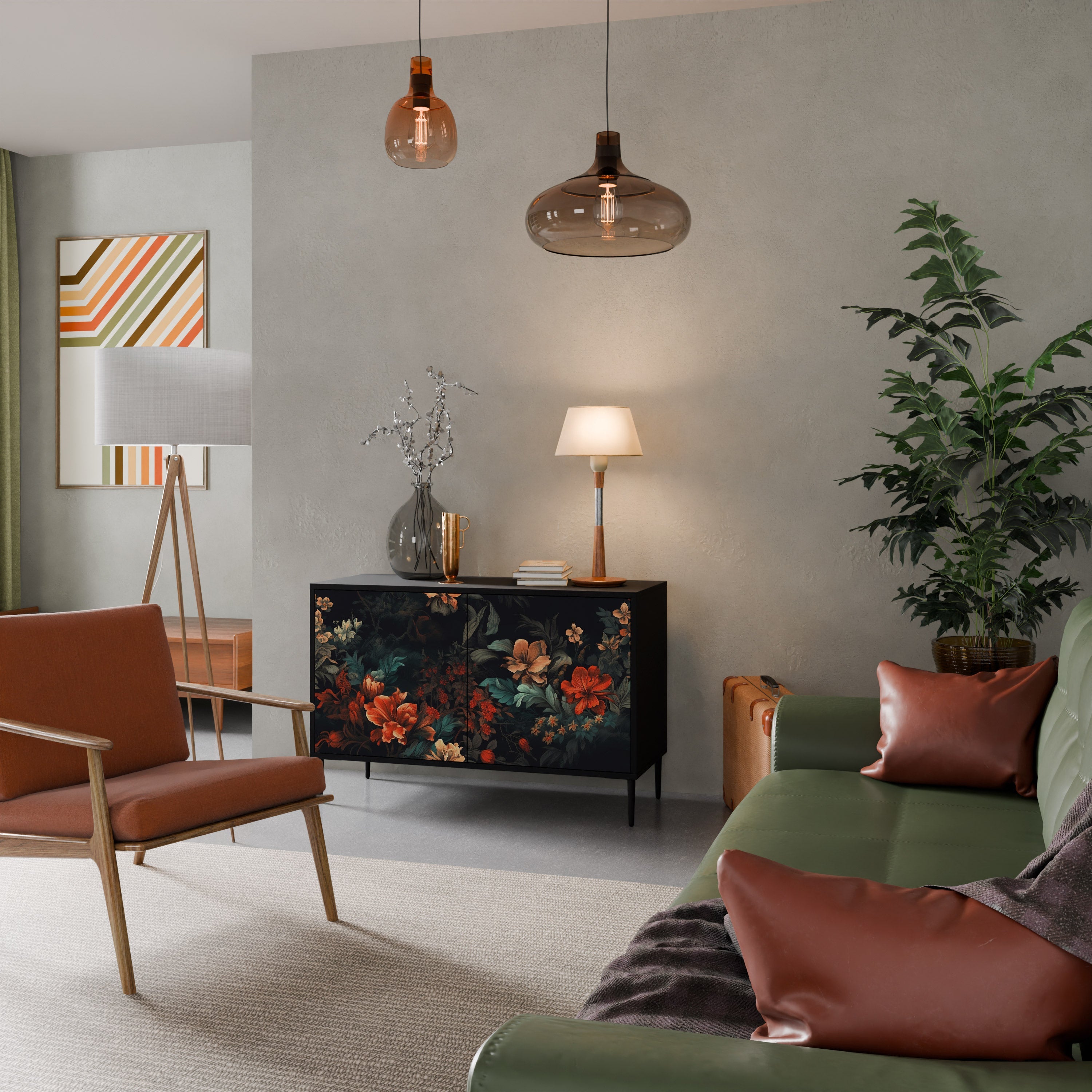 IMAGINARY BLOSSOM Sideboard mit 2 Türen in Schwarz