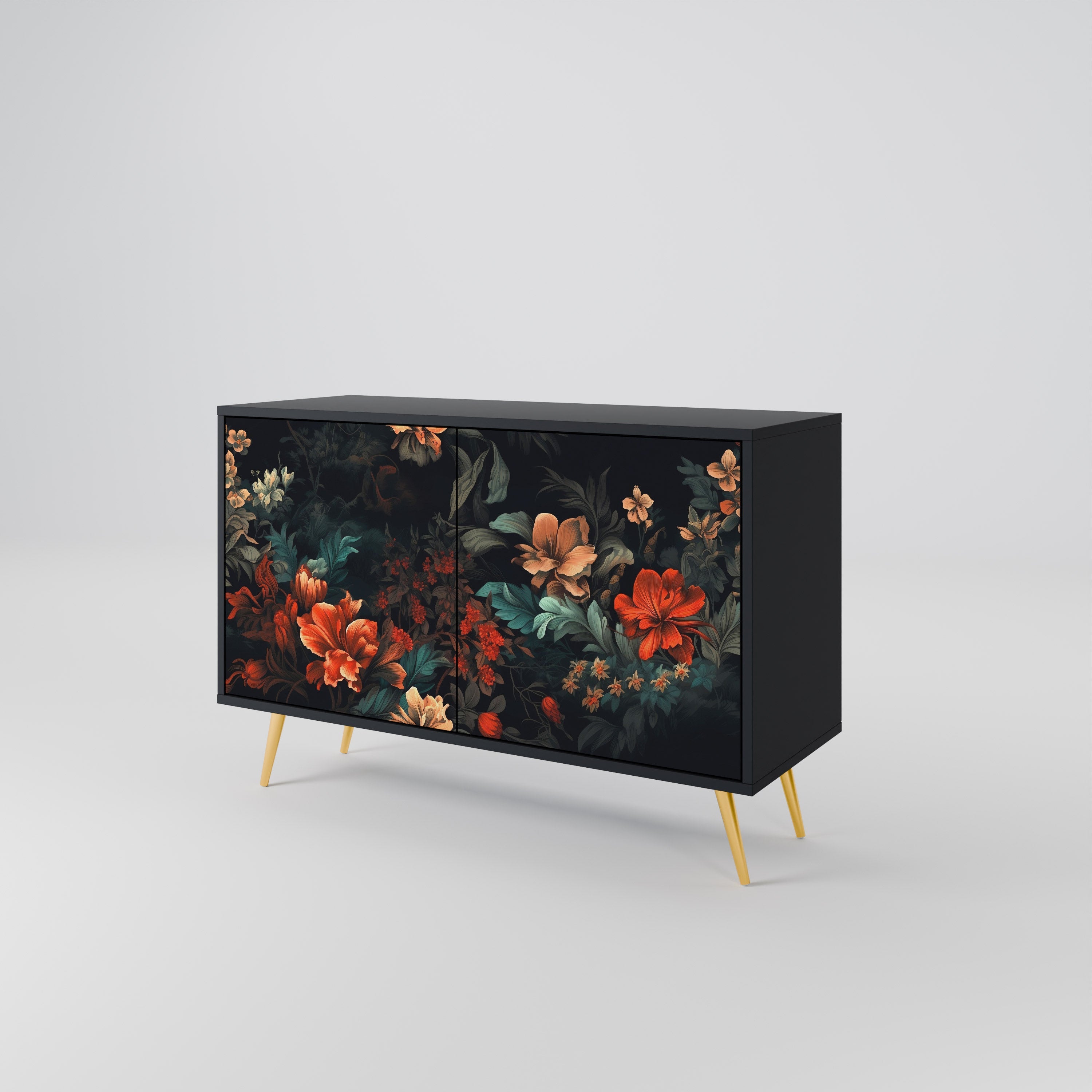 IMAGINARY BLOSSOM Sideboard mit 2 Türen in Schwarz