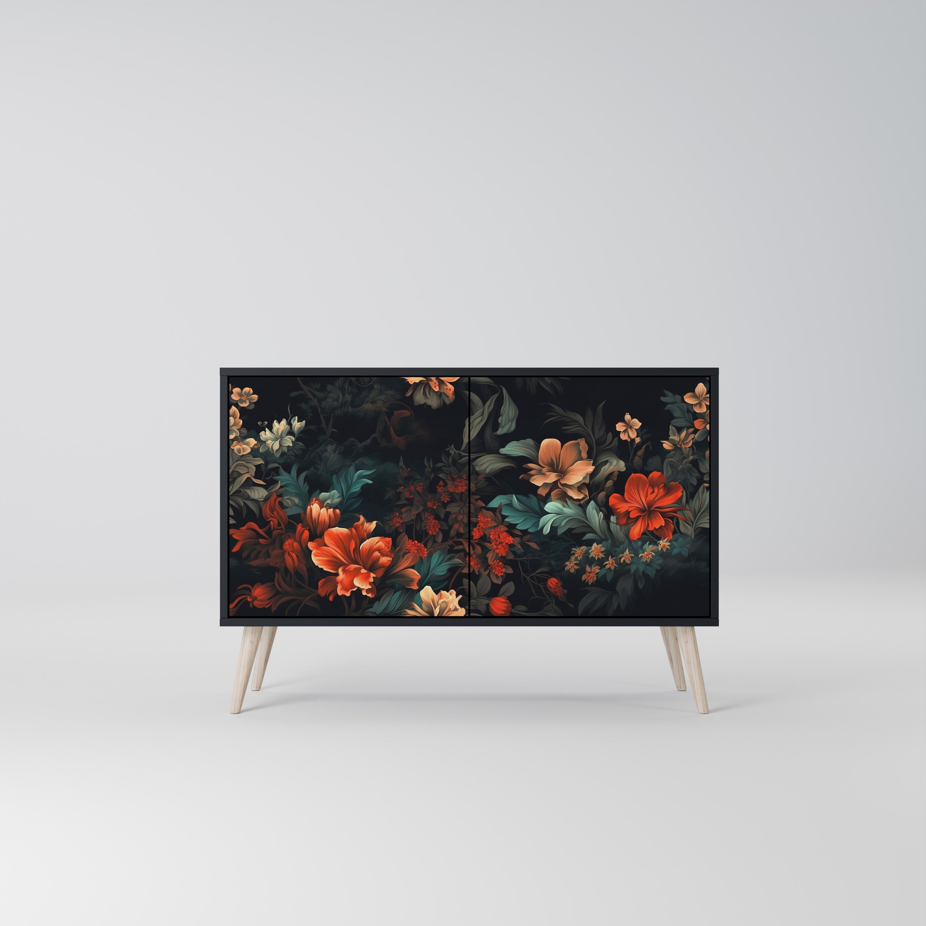 IMAGINARY BLOSSOM Sideboard mit 2 Türen in Schwarz