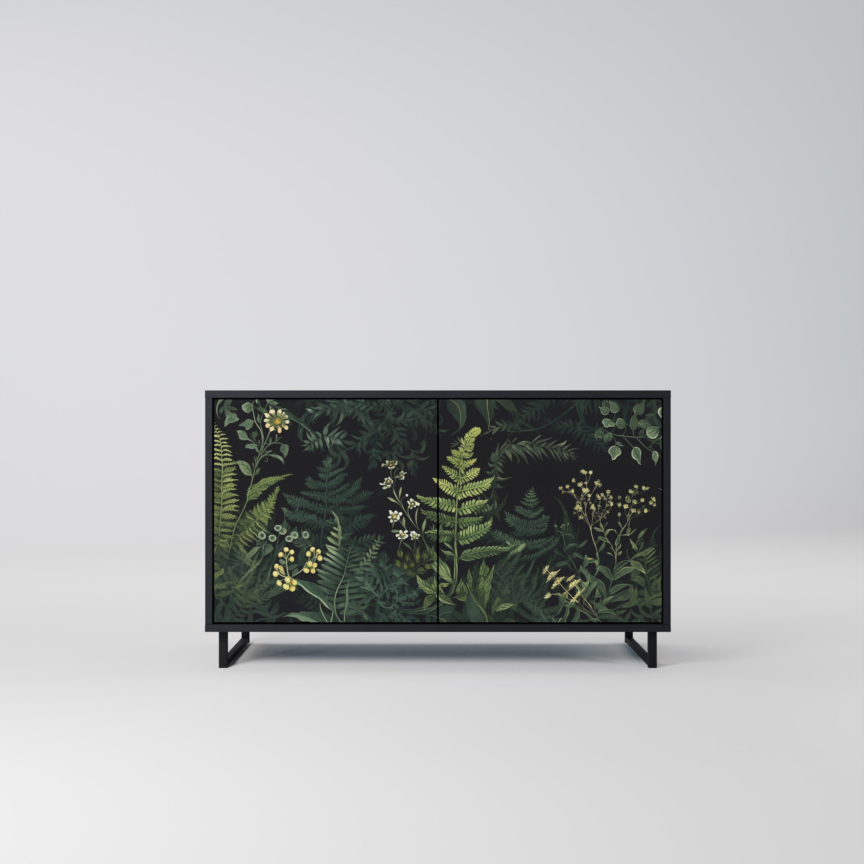 FERN FLOWERS Sideboard mit 2 Türen in Schwarz