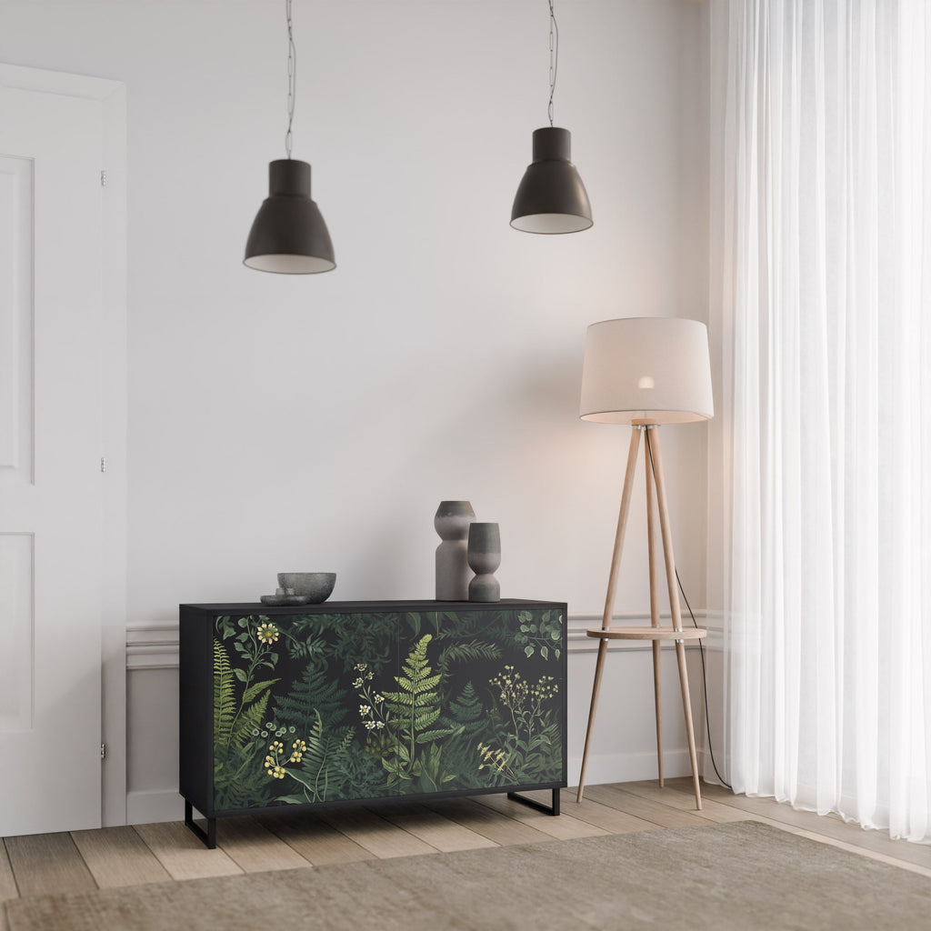 FERN FLOWERS Sideboard mit 2 Türen in Schwarz