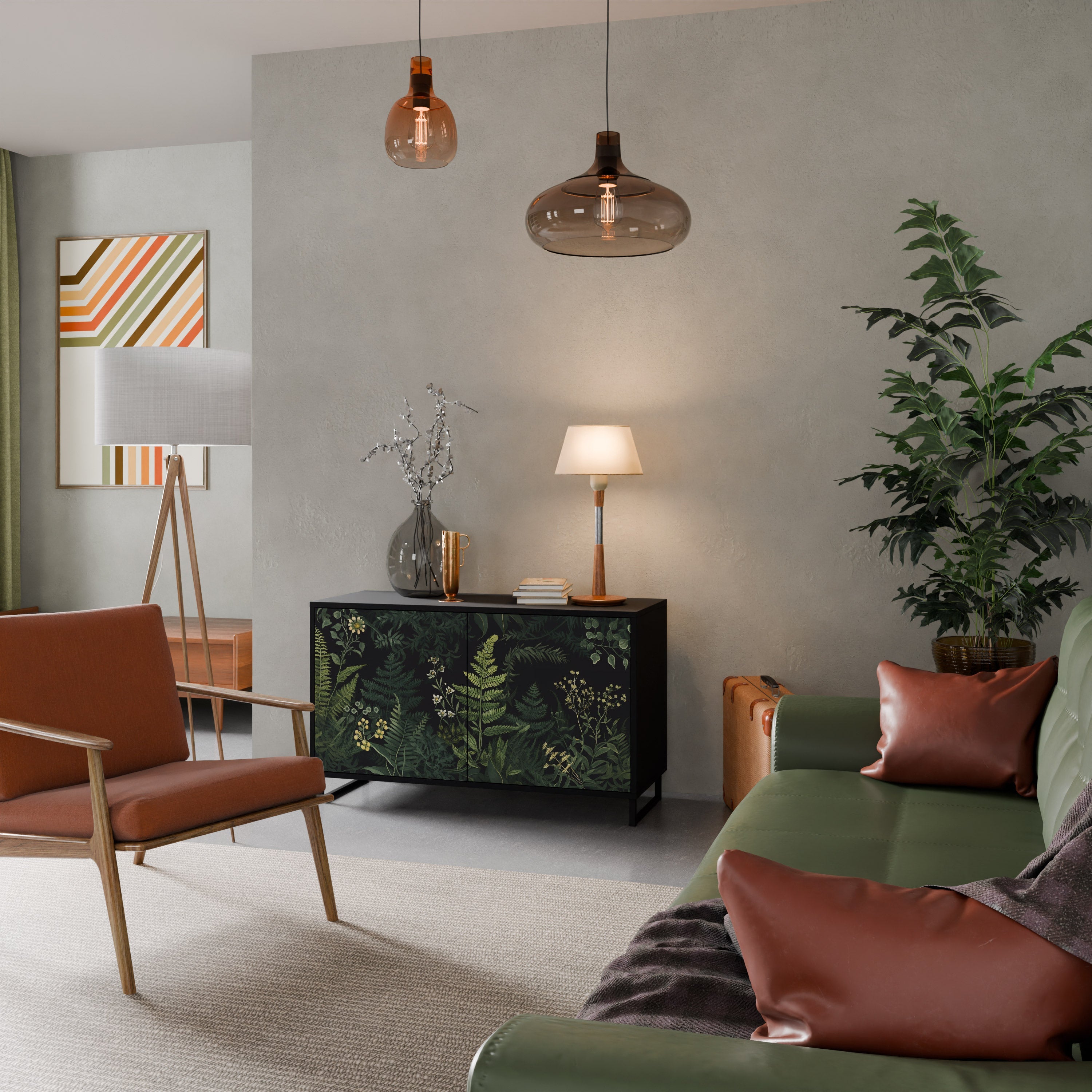 FERN FLOWERS Sideboard mit 2 Türen in Schwarz