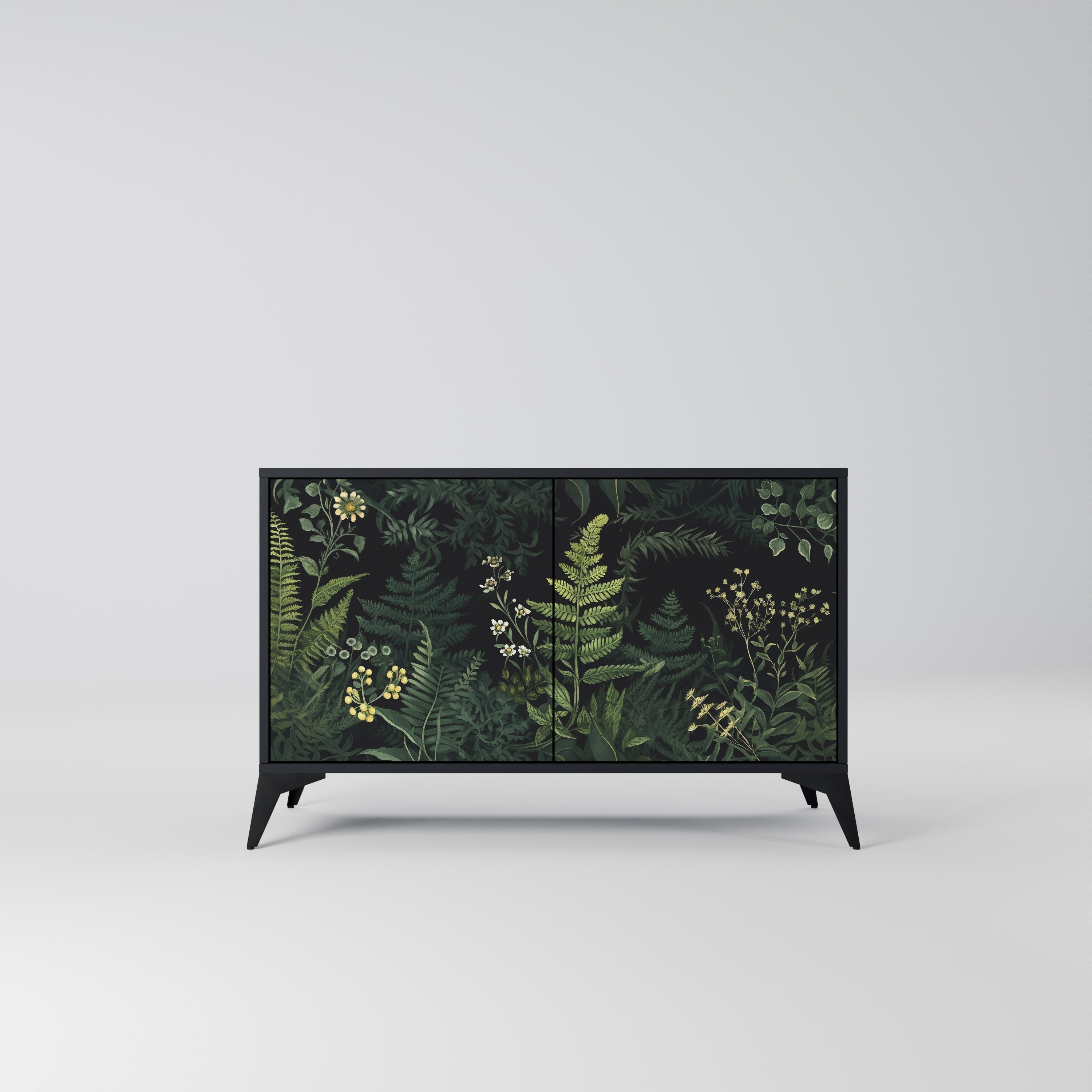 FERN FLOWERS Sideboard mit 2 Türen in Schwarz