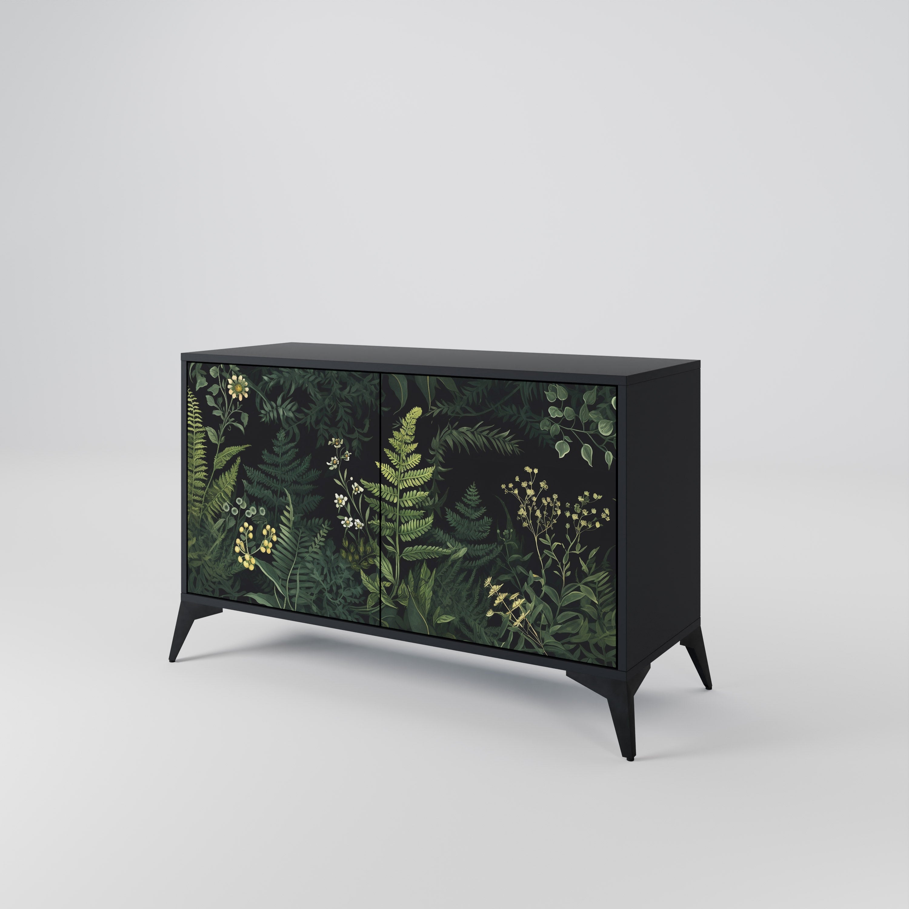FERN FLOWERS Sideboard mit 2 Türen in Schwarz