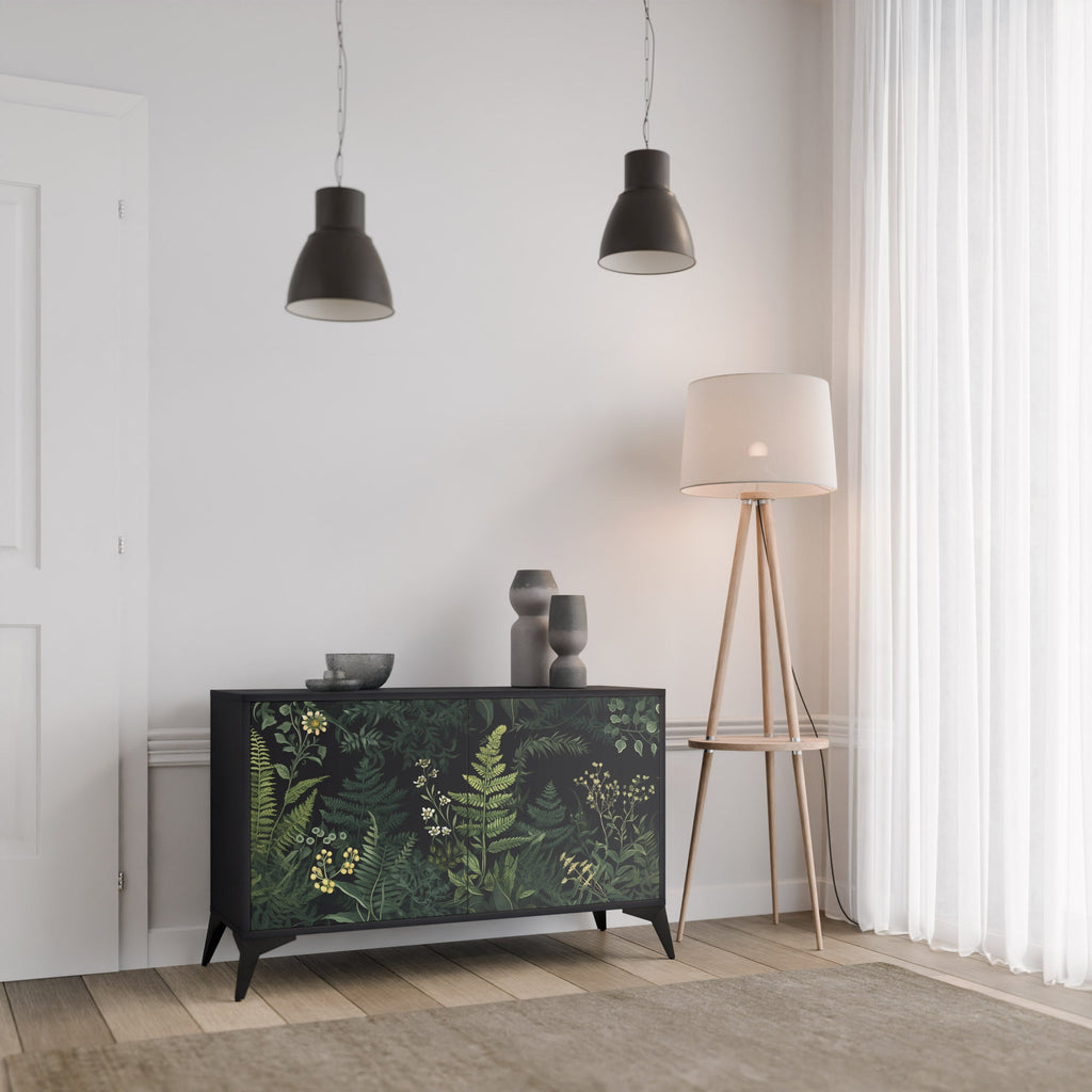 FERN FLOWERS Sideboard mit 2 Türen in Schwarz