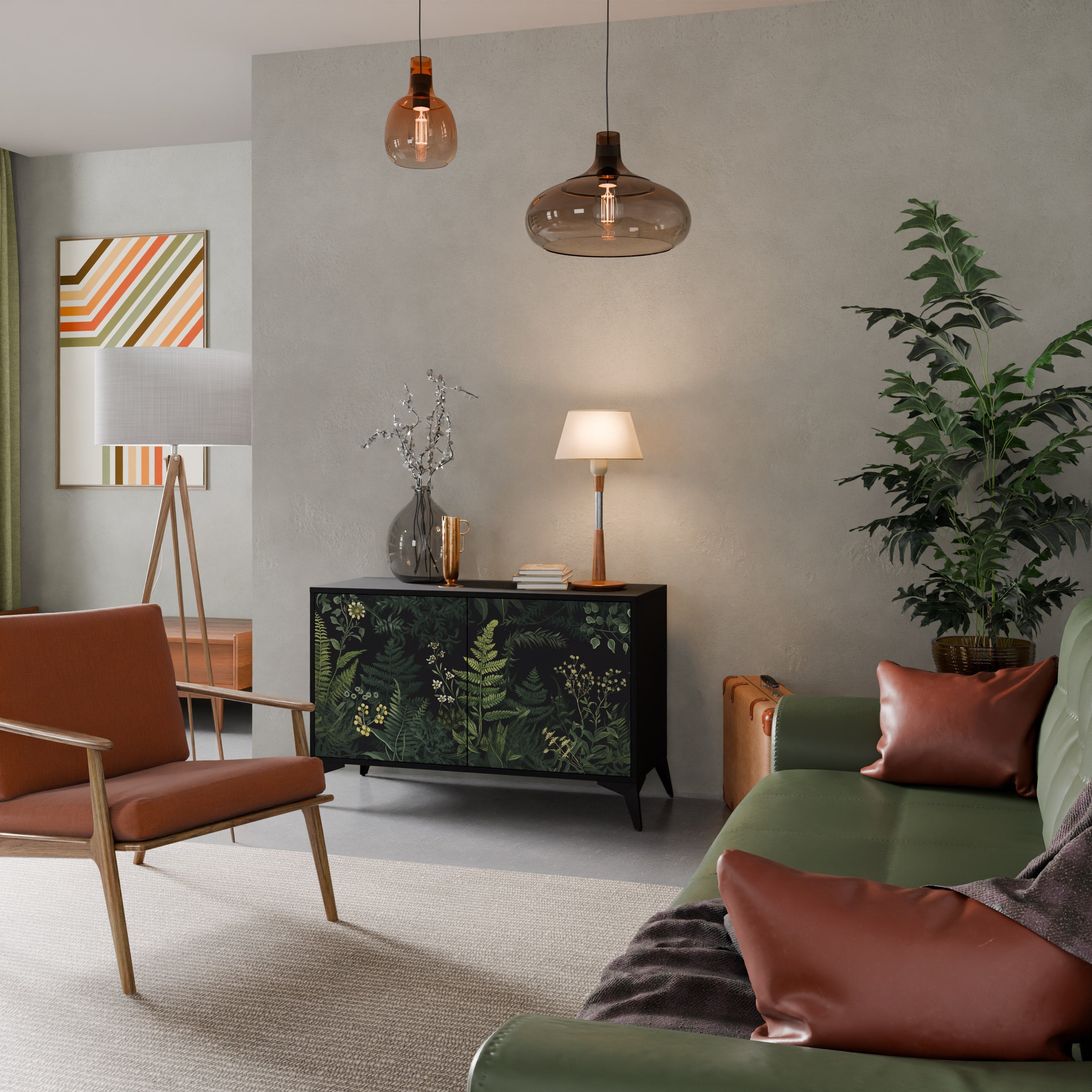 FERN FLOWERS Sideboard mit 2 Türen in Schwarz