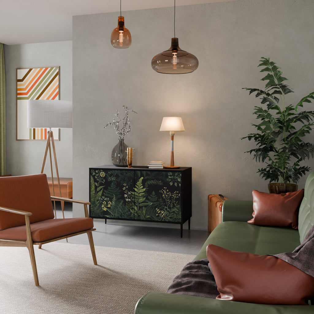 FERN FLOWERS Sideboard mit 2 Türen in Schwarz