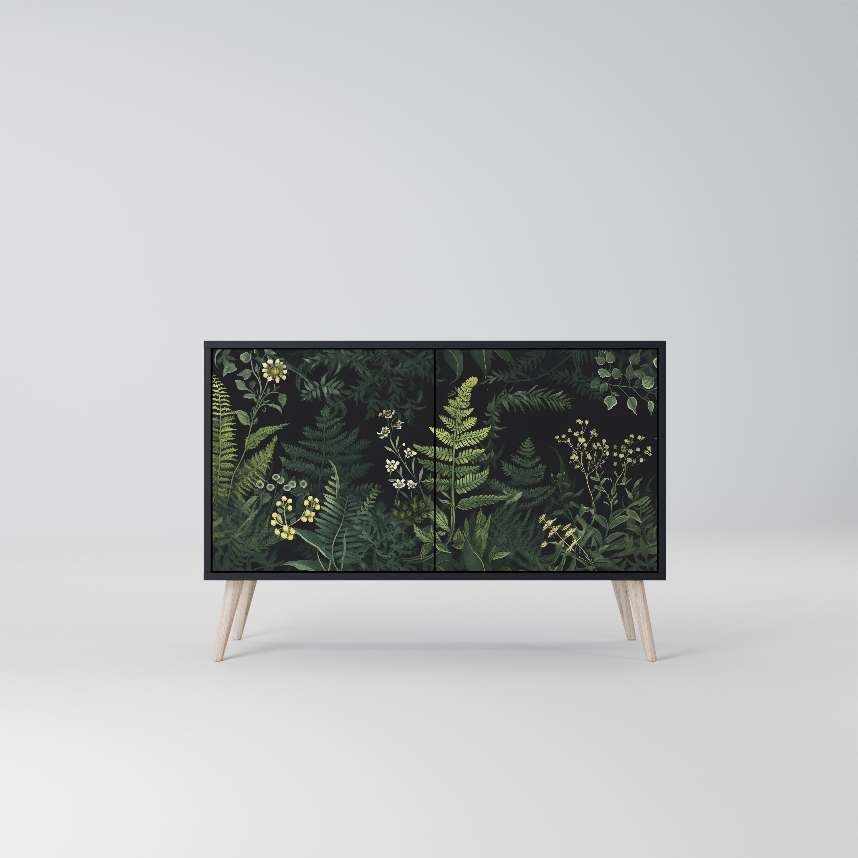 FERN FLOWERS Sideboard mit 2 Türen in Schwarz