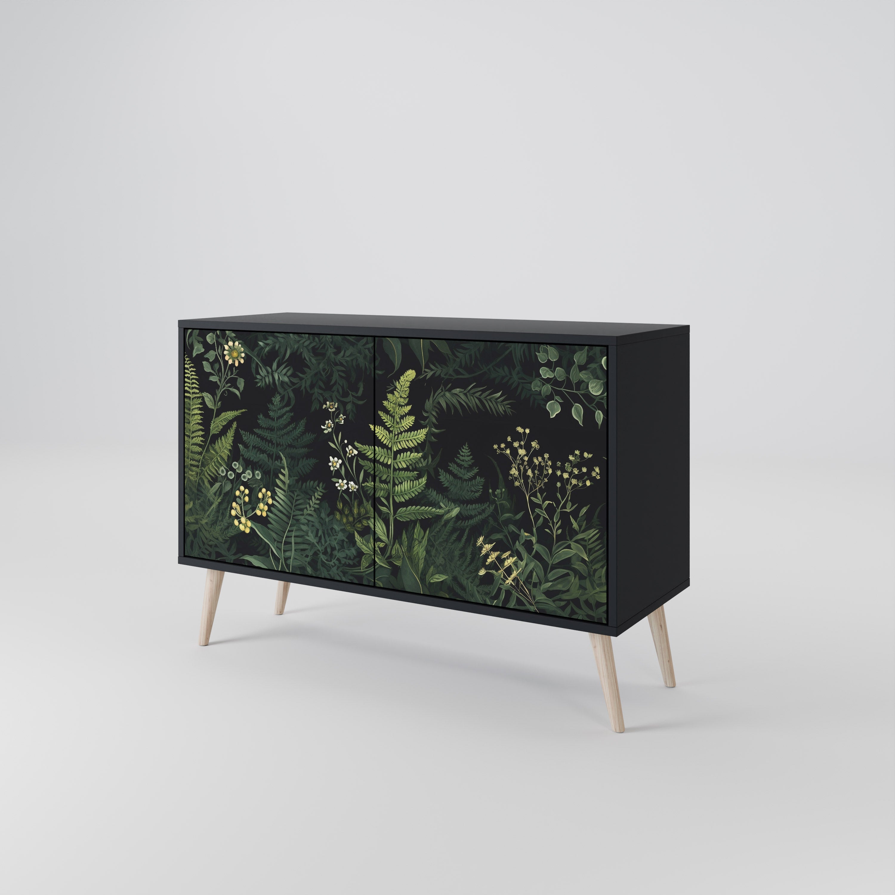 FERN FLOWERS Sideboard mit 2 Türen in Schwarz