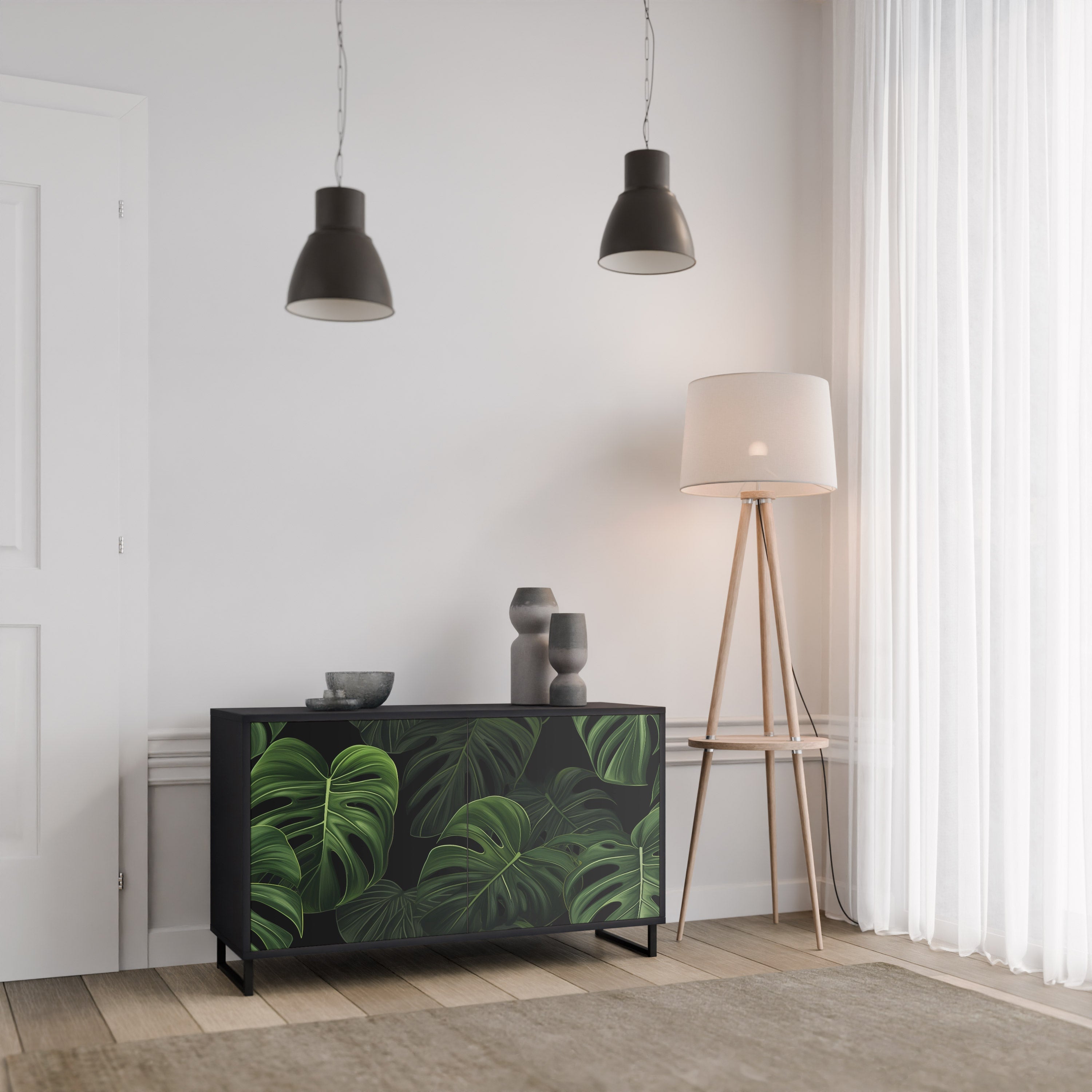 INFINITE MONSTERA Sideboard mit 2 Türen in Schwarz