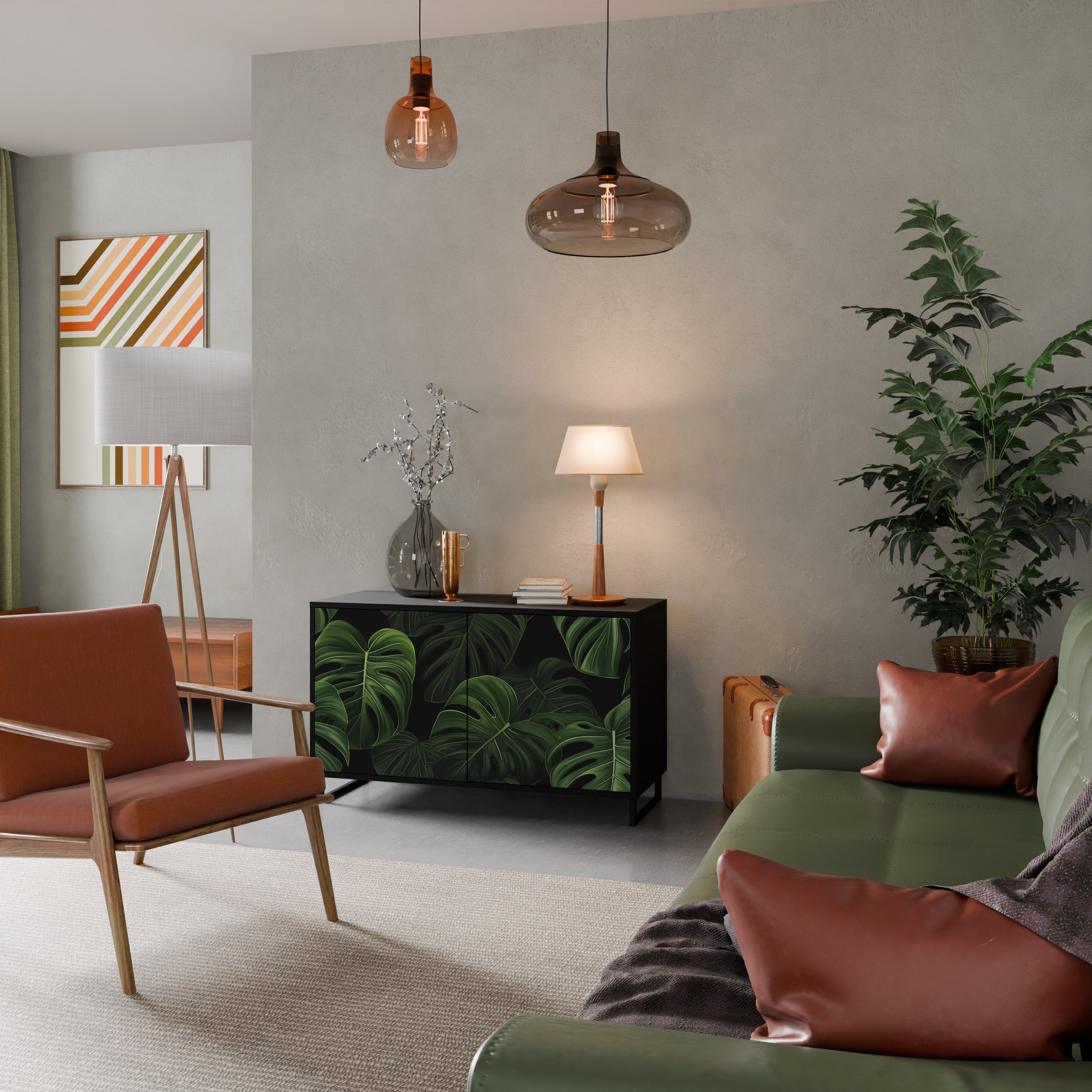 INFINITE MONSTERA Sideboard mit 2 Türen in Schwarz