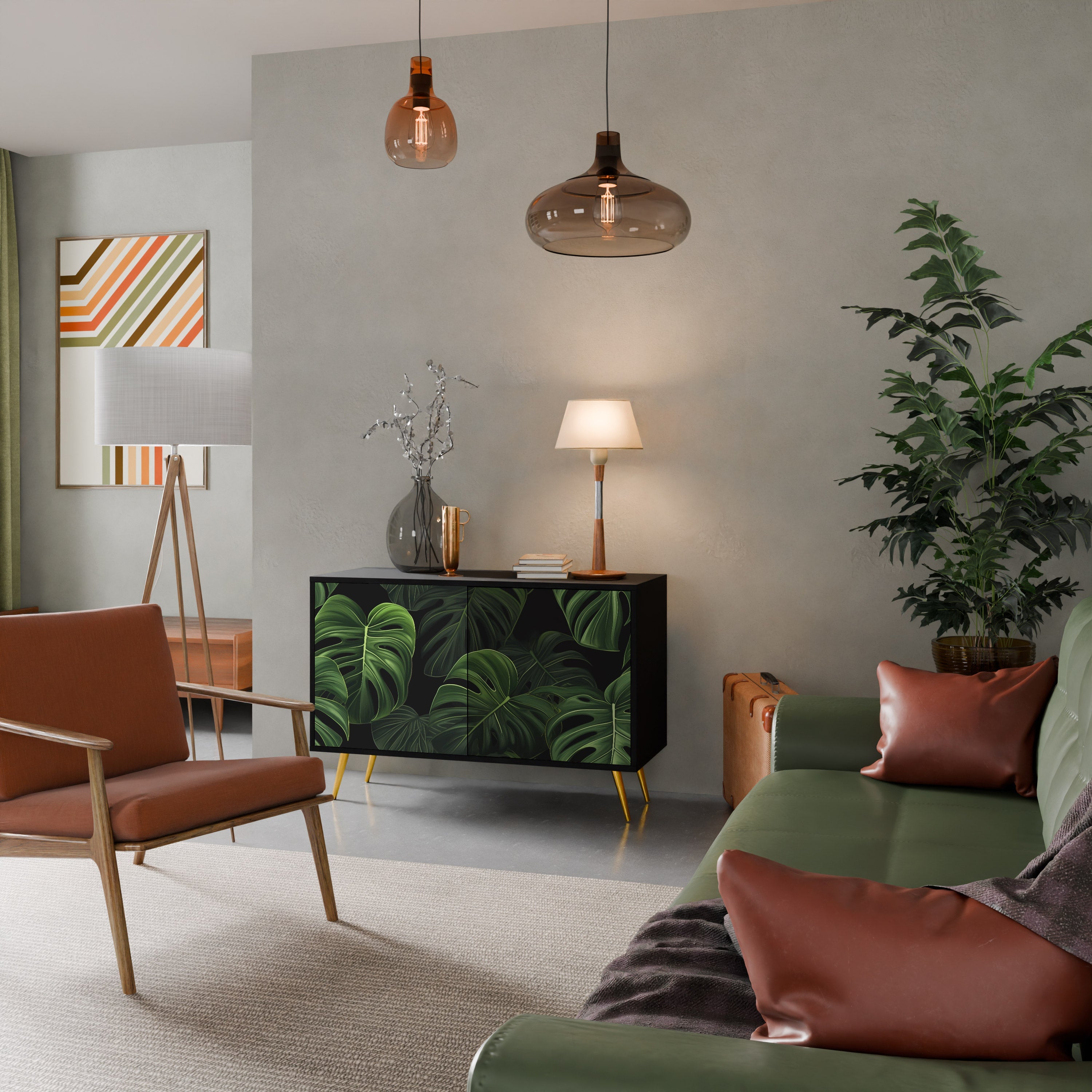 INFINITE MONSTERA Sideboard mit 2 Türen in Schwarz