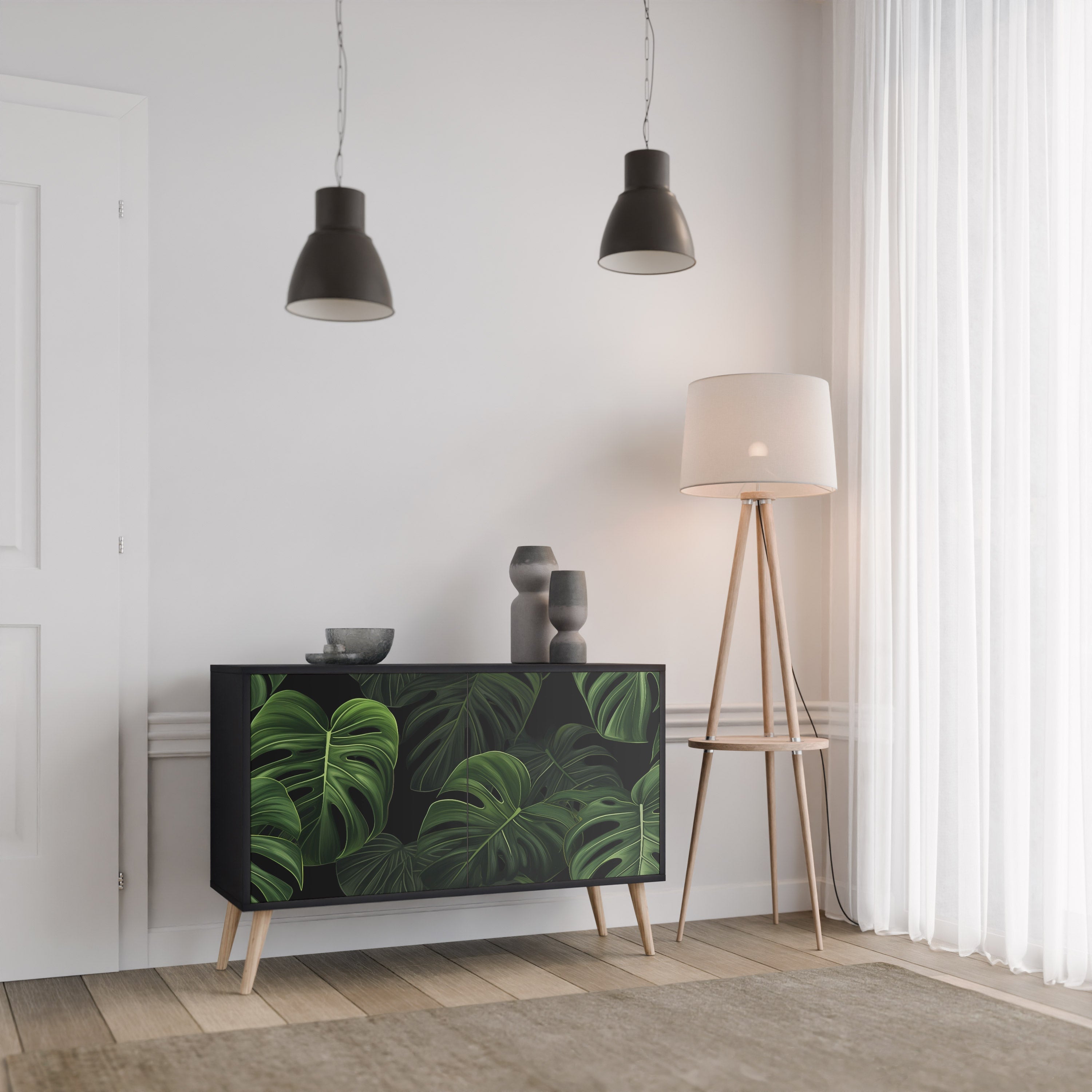INFINITE MONSTERA Sideboard mit 2 Türen in Schwarz