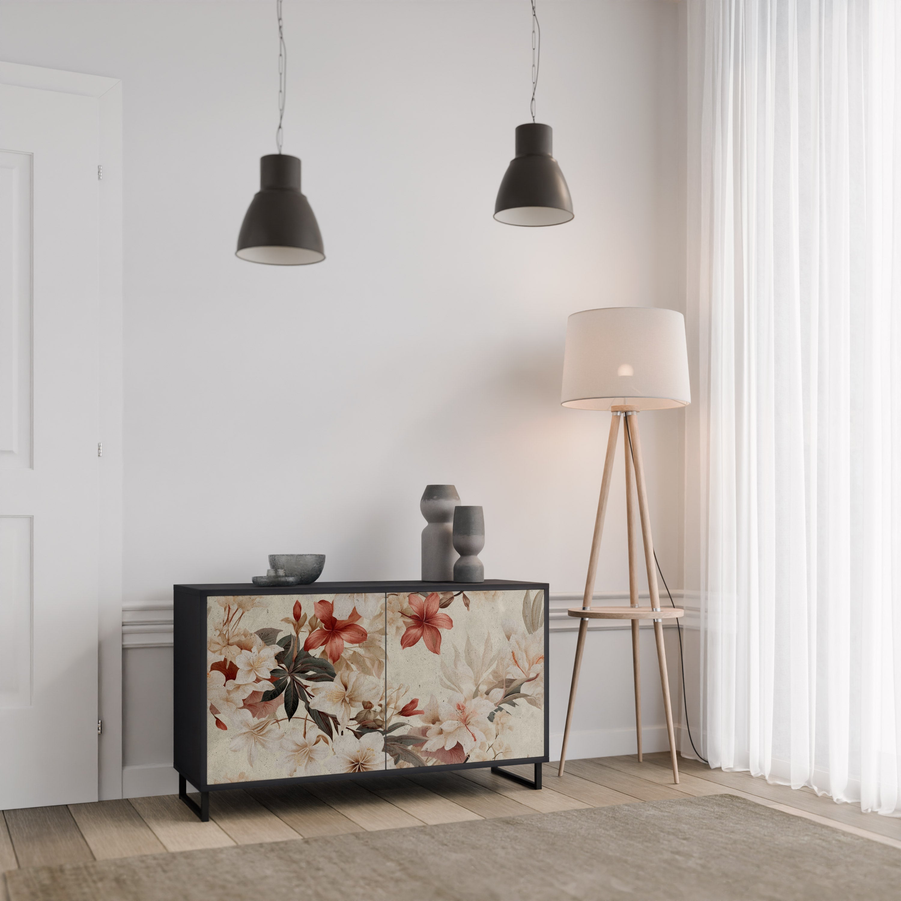 PETAL HARMONY Sideboard mit 2 Türen in Schwarz