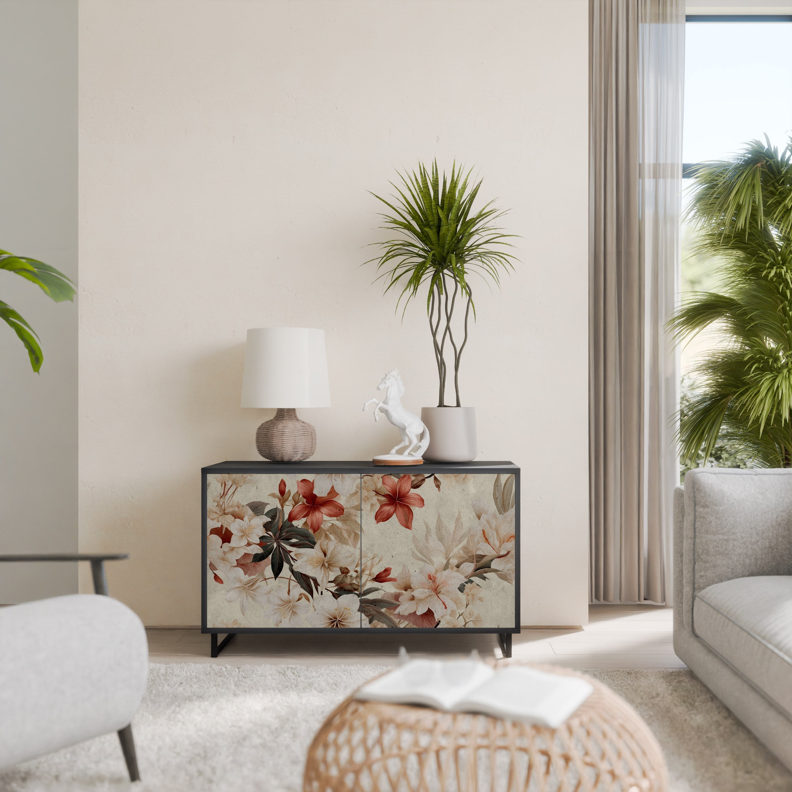 PETAL HARMONY Sideboard mit 2 Türen in Schwarz