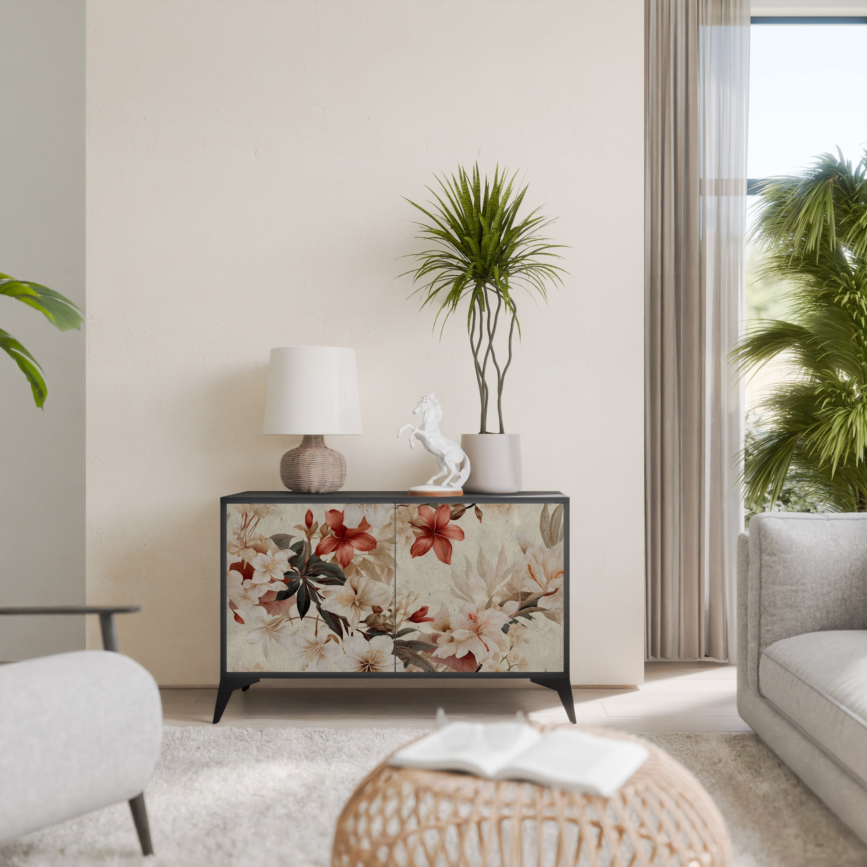 PETAL HARMONY Sideboard mit 2 Türen in Schwarz