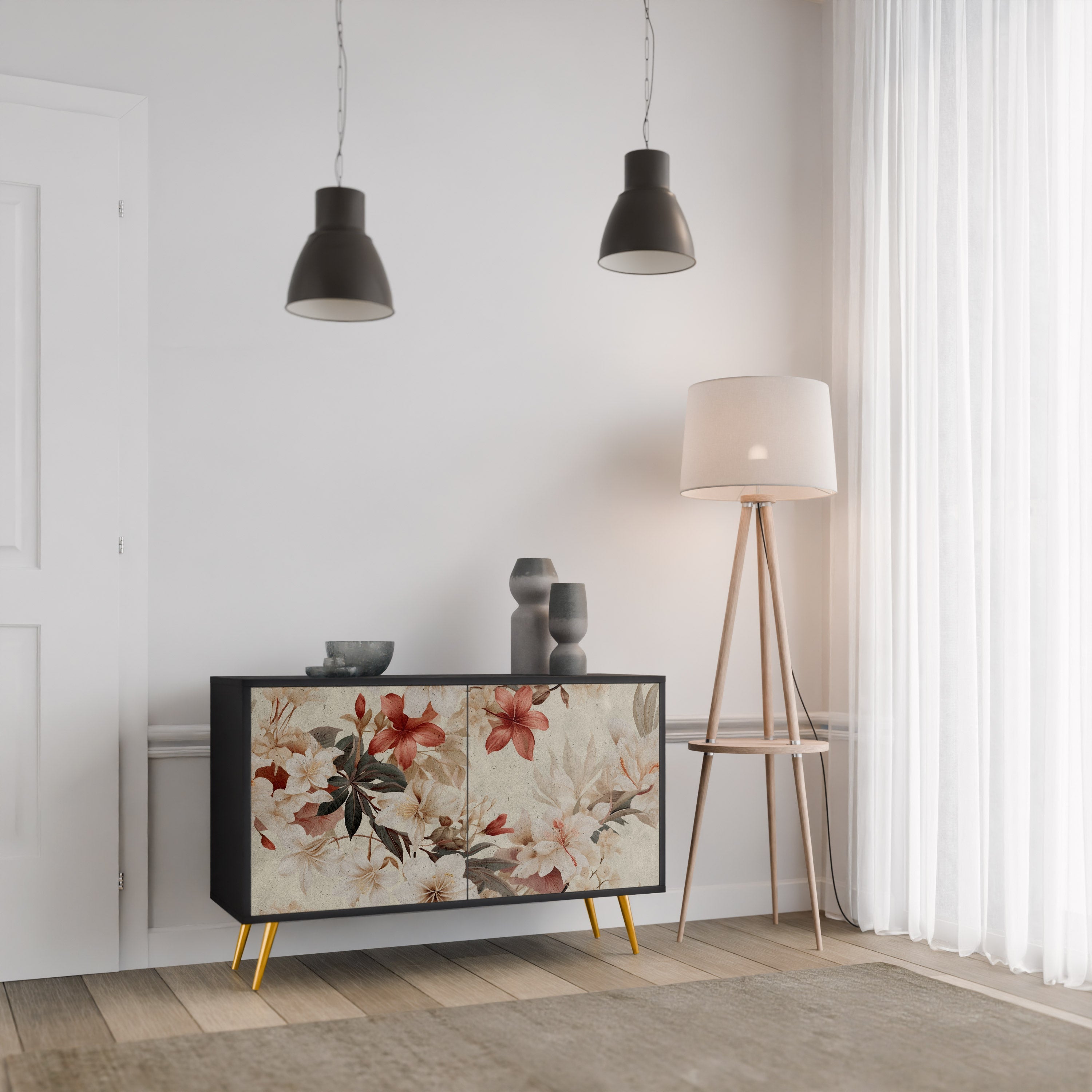 PETAL HARMONY Sideboard mit 2 Türen in Schwarz