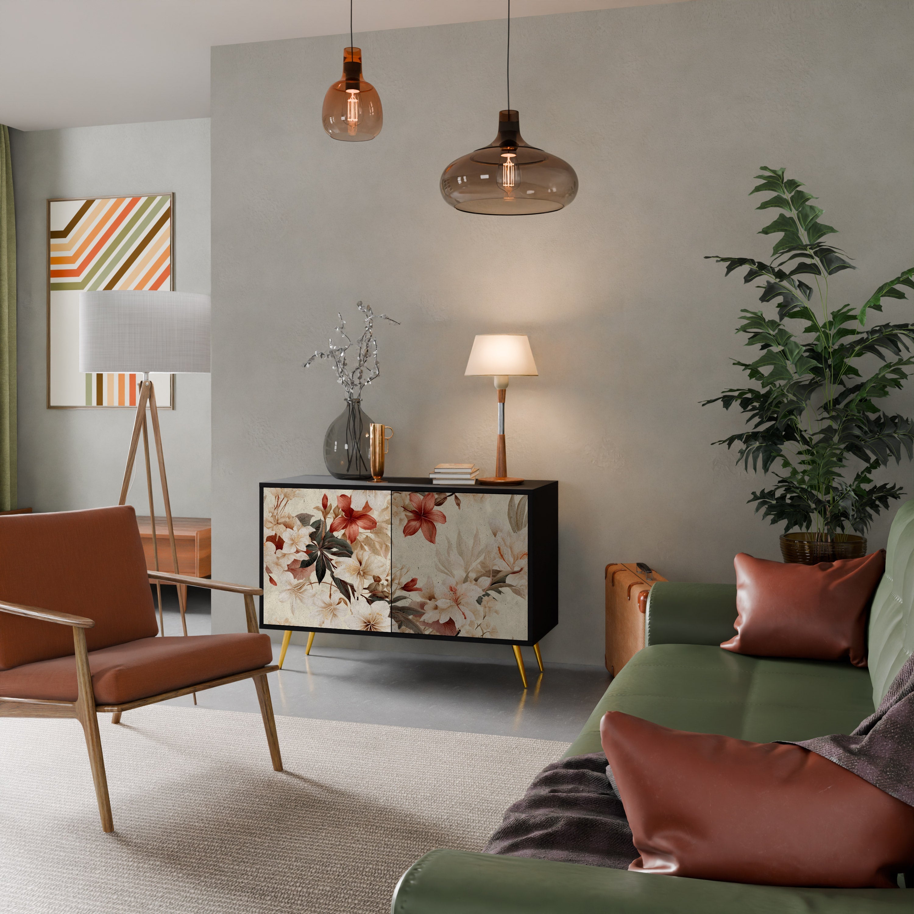 PETAL HARMONY Sideboard mit 2 Türen in Schwarz